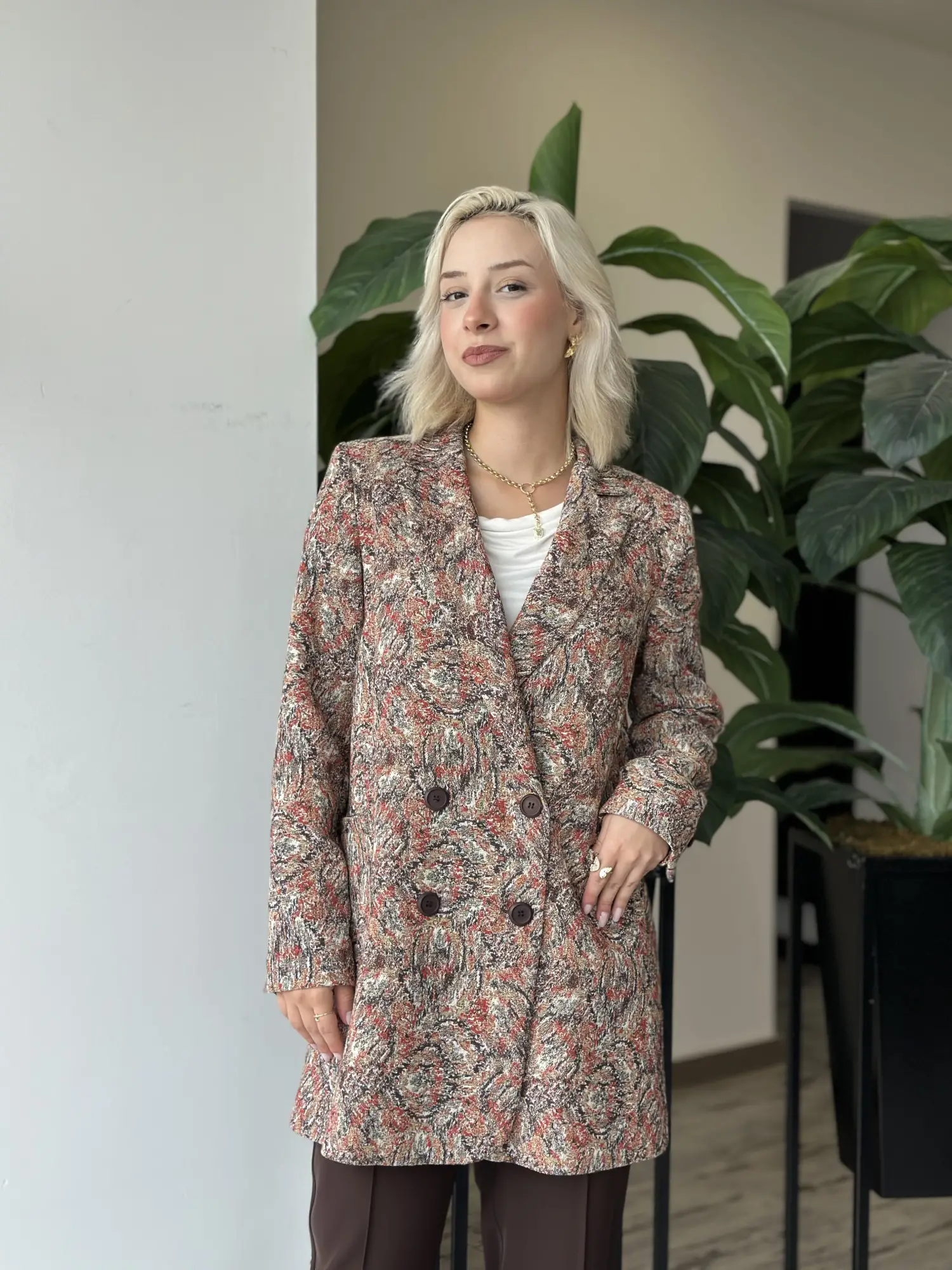 Kayra Desenli Dokuma Ceket KA73022