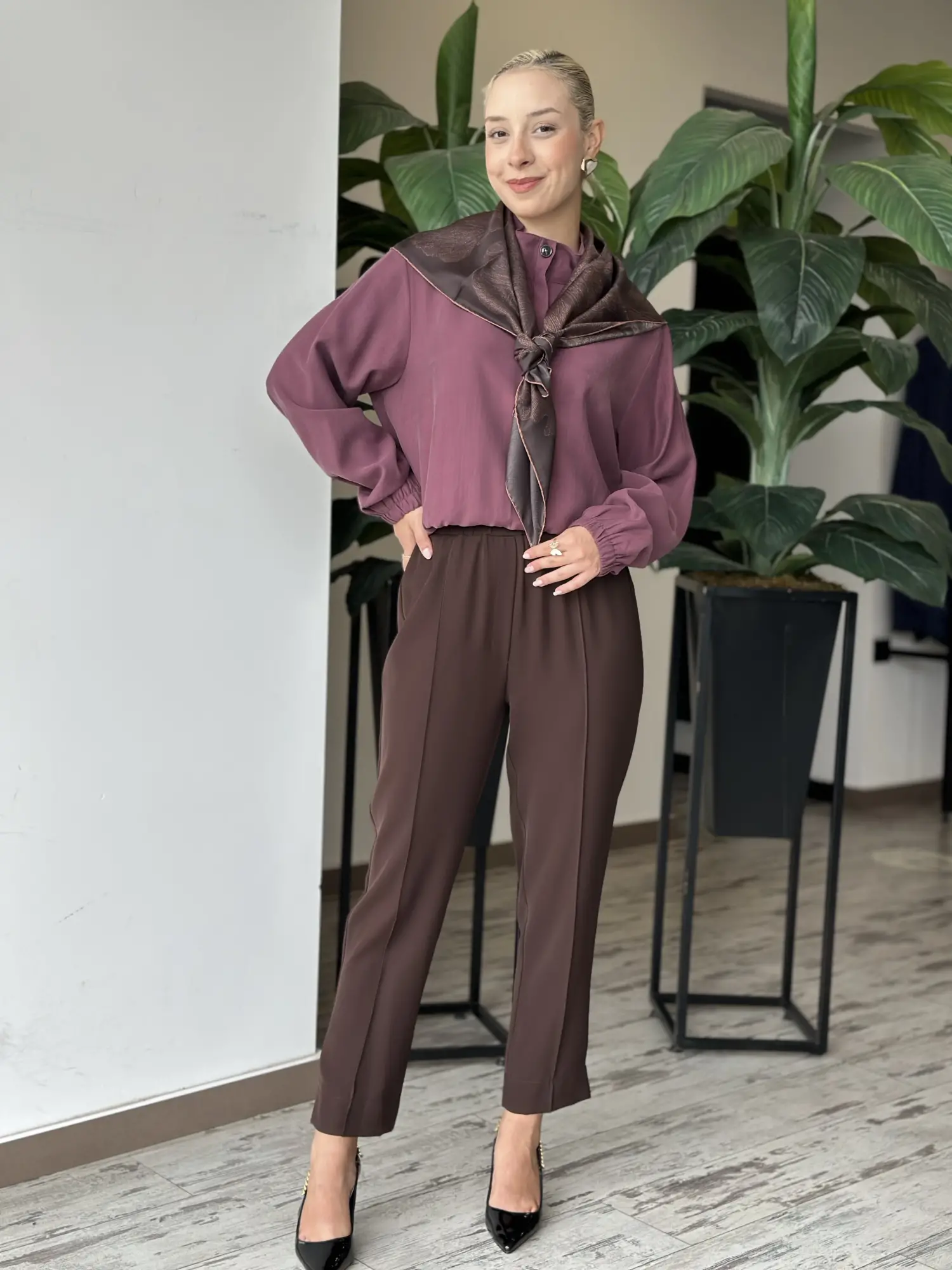 Kayra Dik Yaka Rayon Bluz KA11004