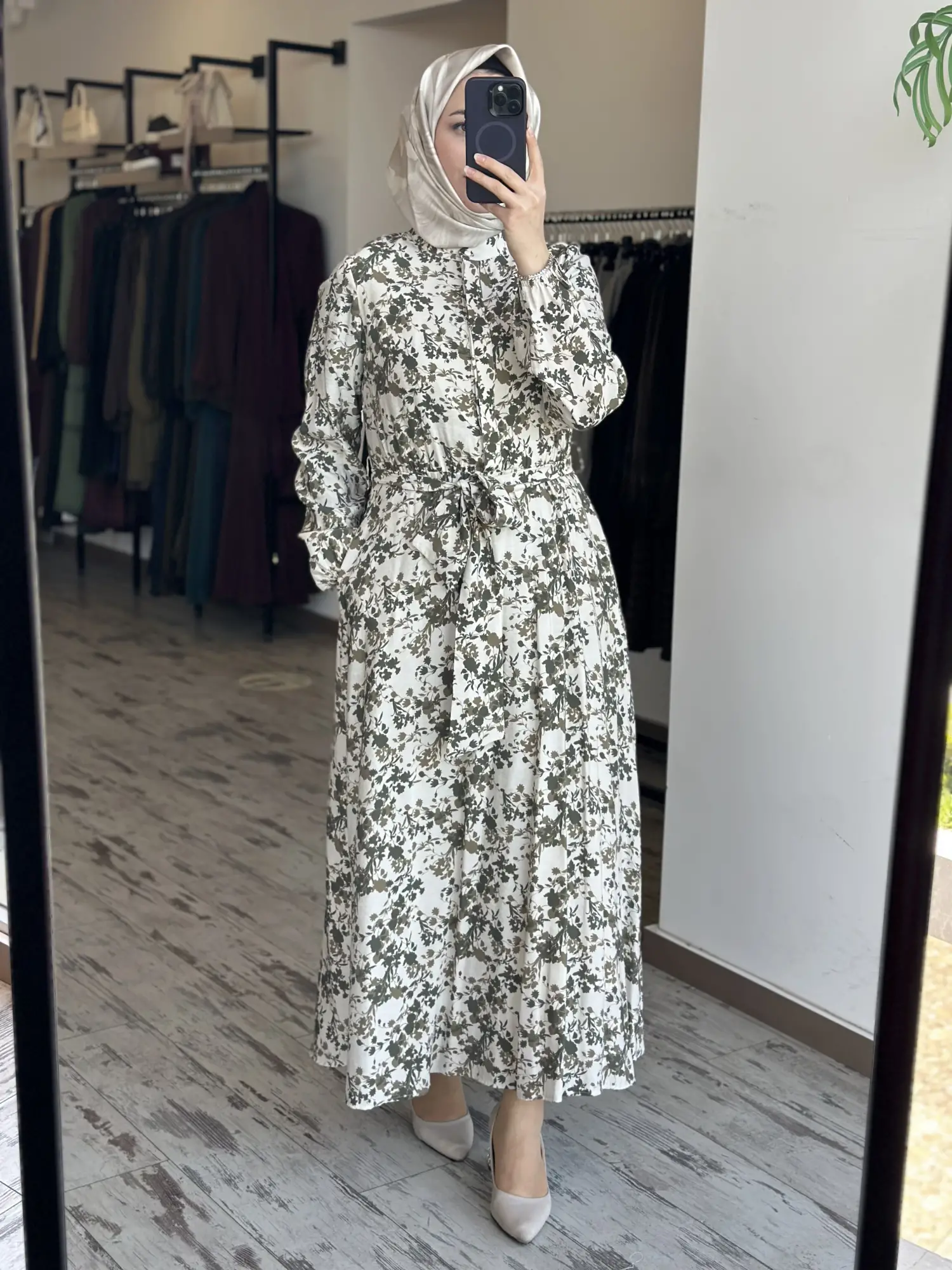 Kayra Floral Desenli Tencel Elbise KA83057