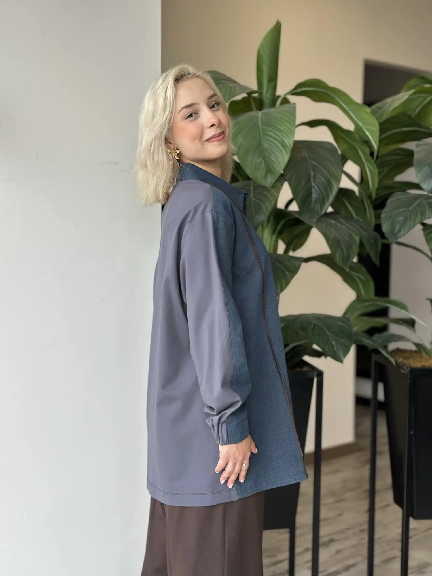 Kayra Modal Kot Detaylı Gömlek KA71004