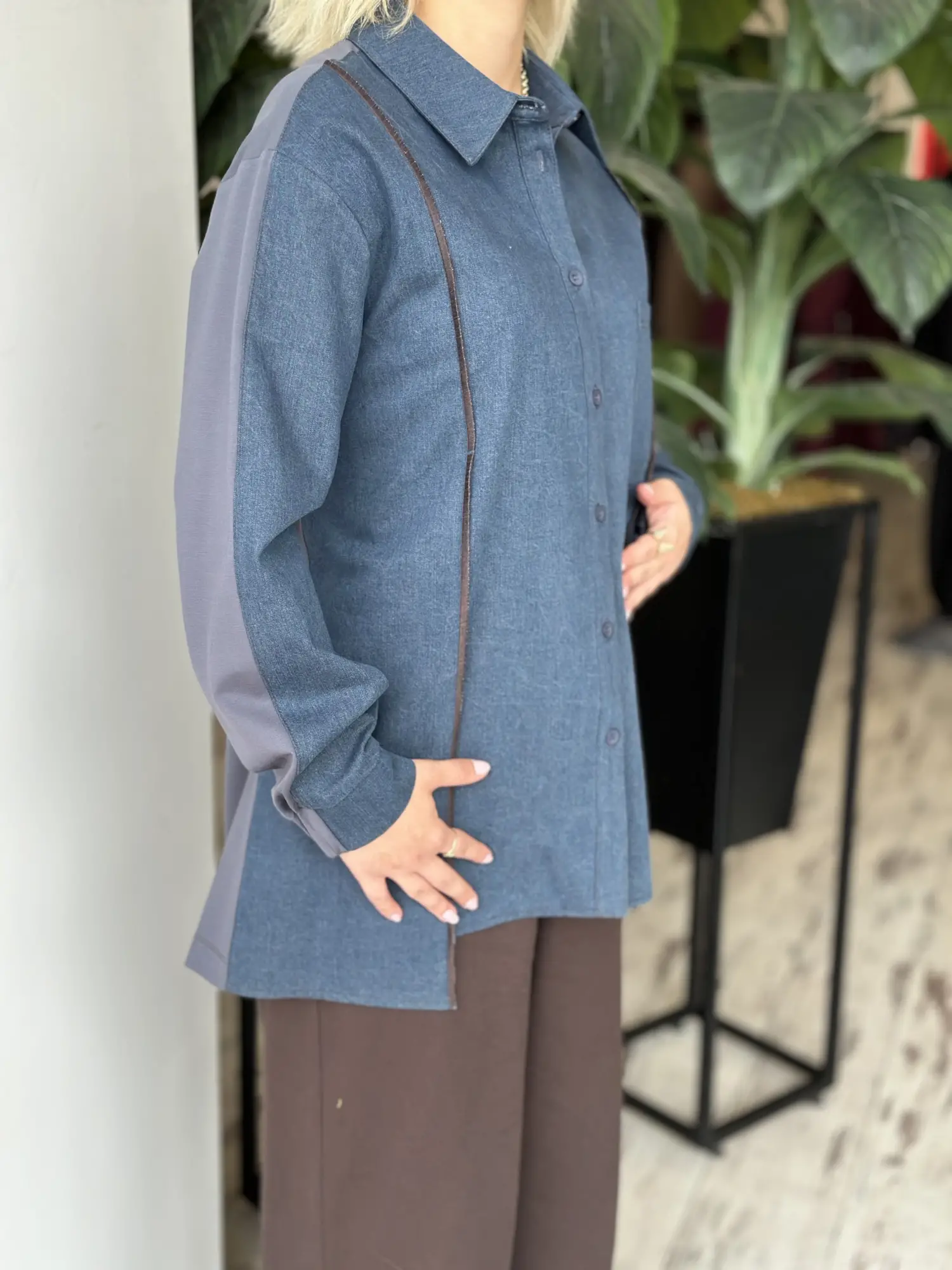 Kayra Modal Kot Detaylı Gömlek KA71004