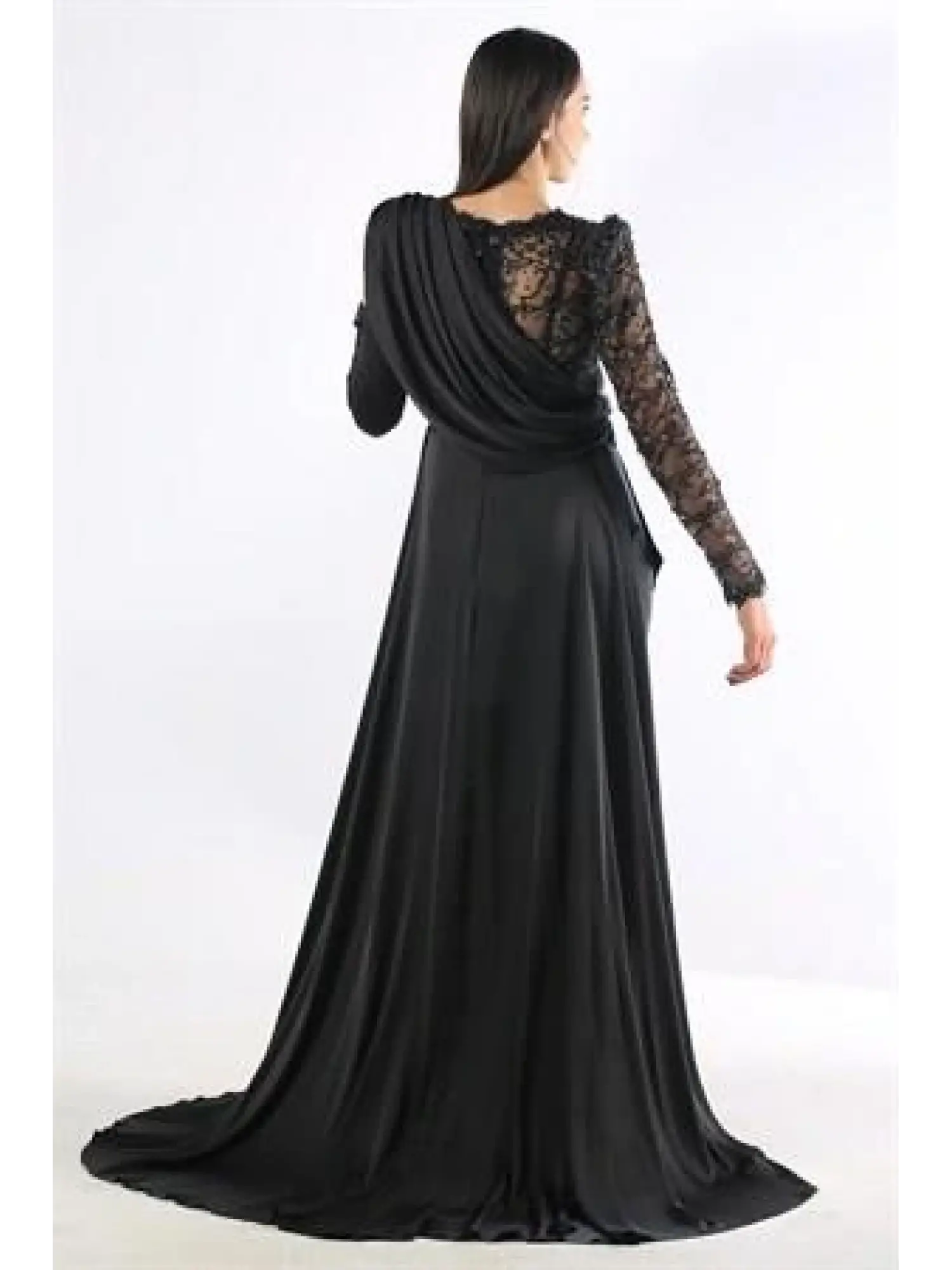 Kenzel Siyah Tesettür Abiye Elbise (KENZEL-1070)