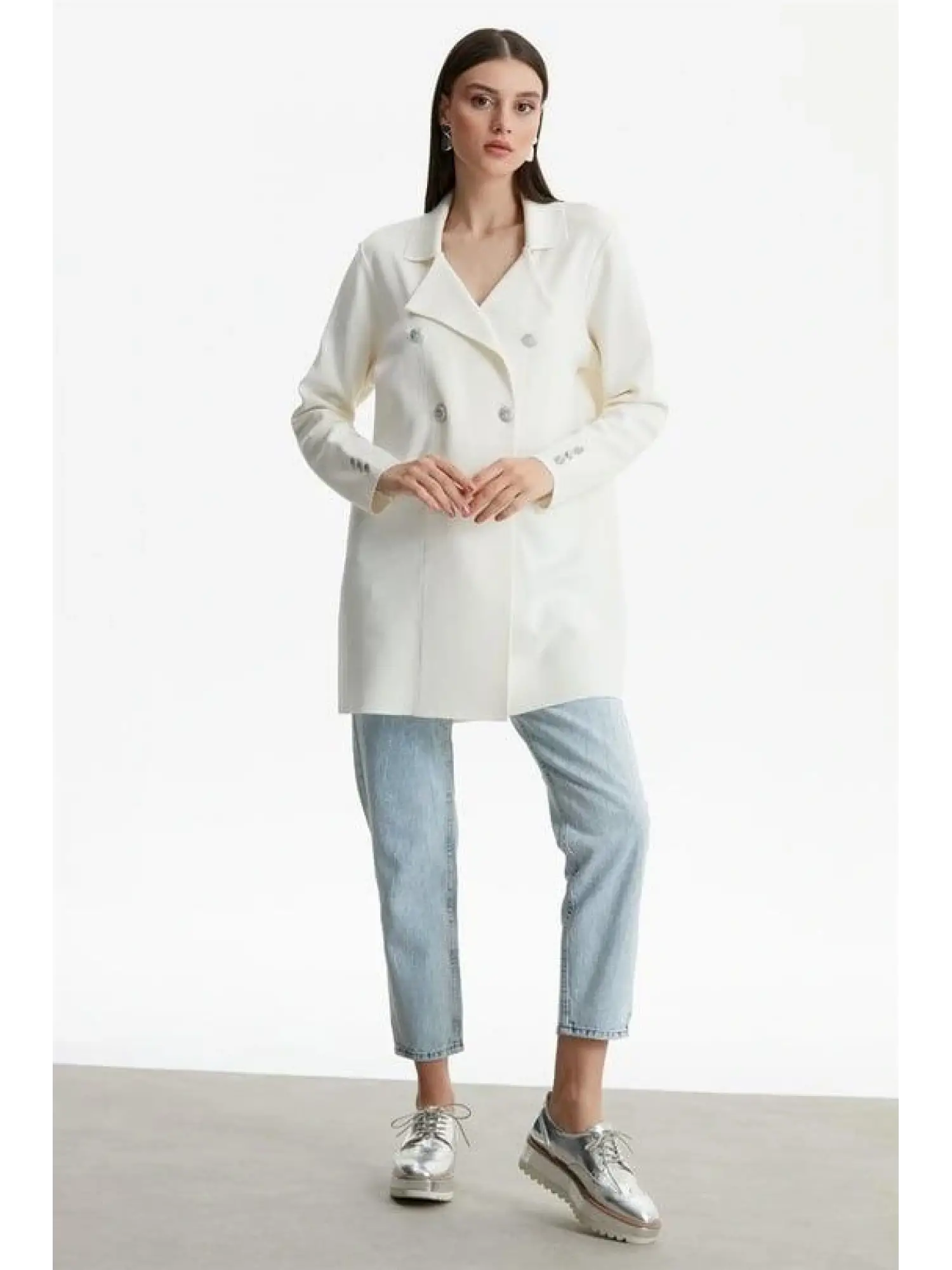 Kruvaze Yaka Rayon Ceket/Hırka HRK21464