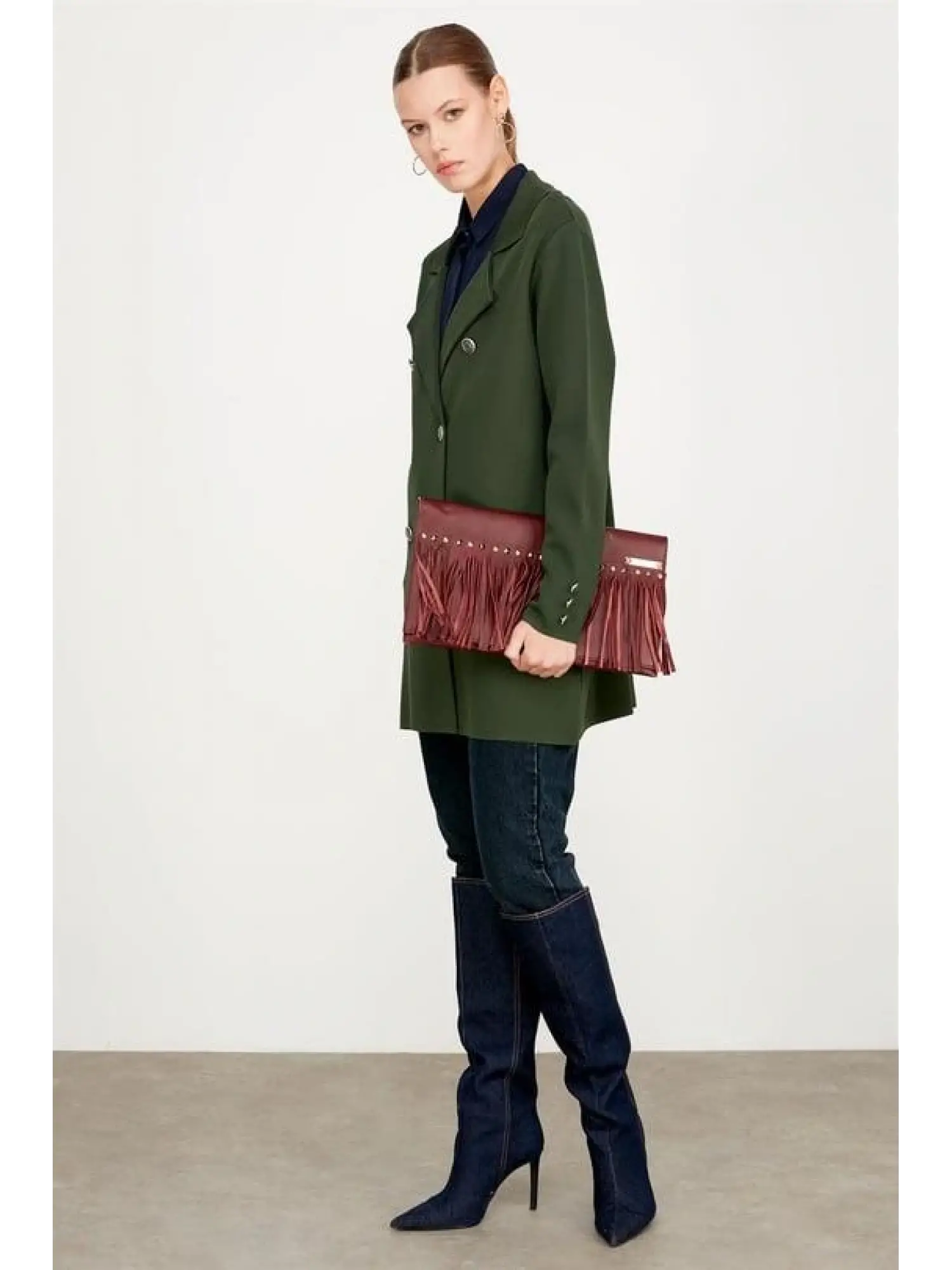 Kruvaze Yaka Rayon Ceket/Hırka HRK21464