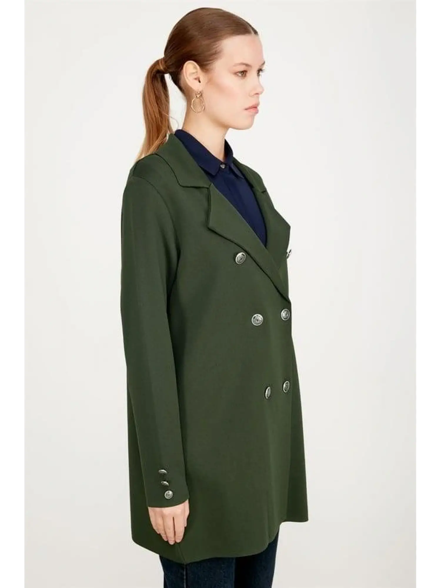 Kruvaze Yaka Rayon Ceket/Hırka HRK21464