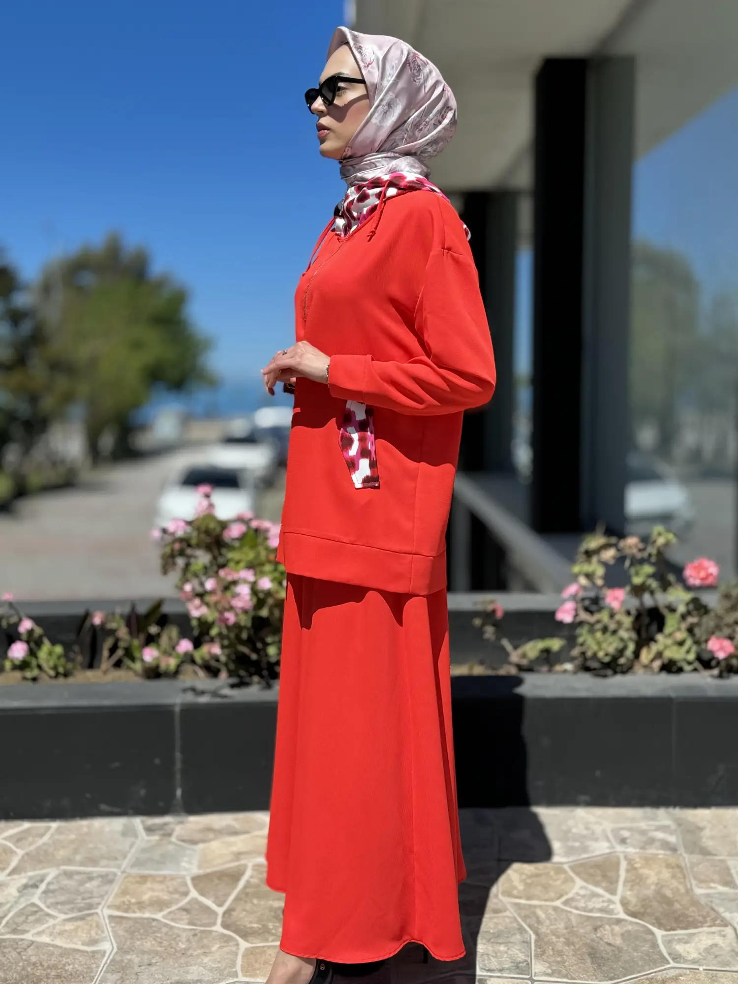 Lisa Kapüşonlu Tunik Etek Takım 3032