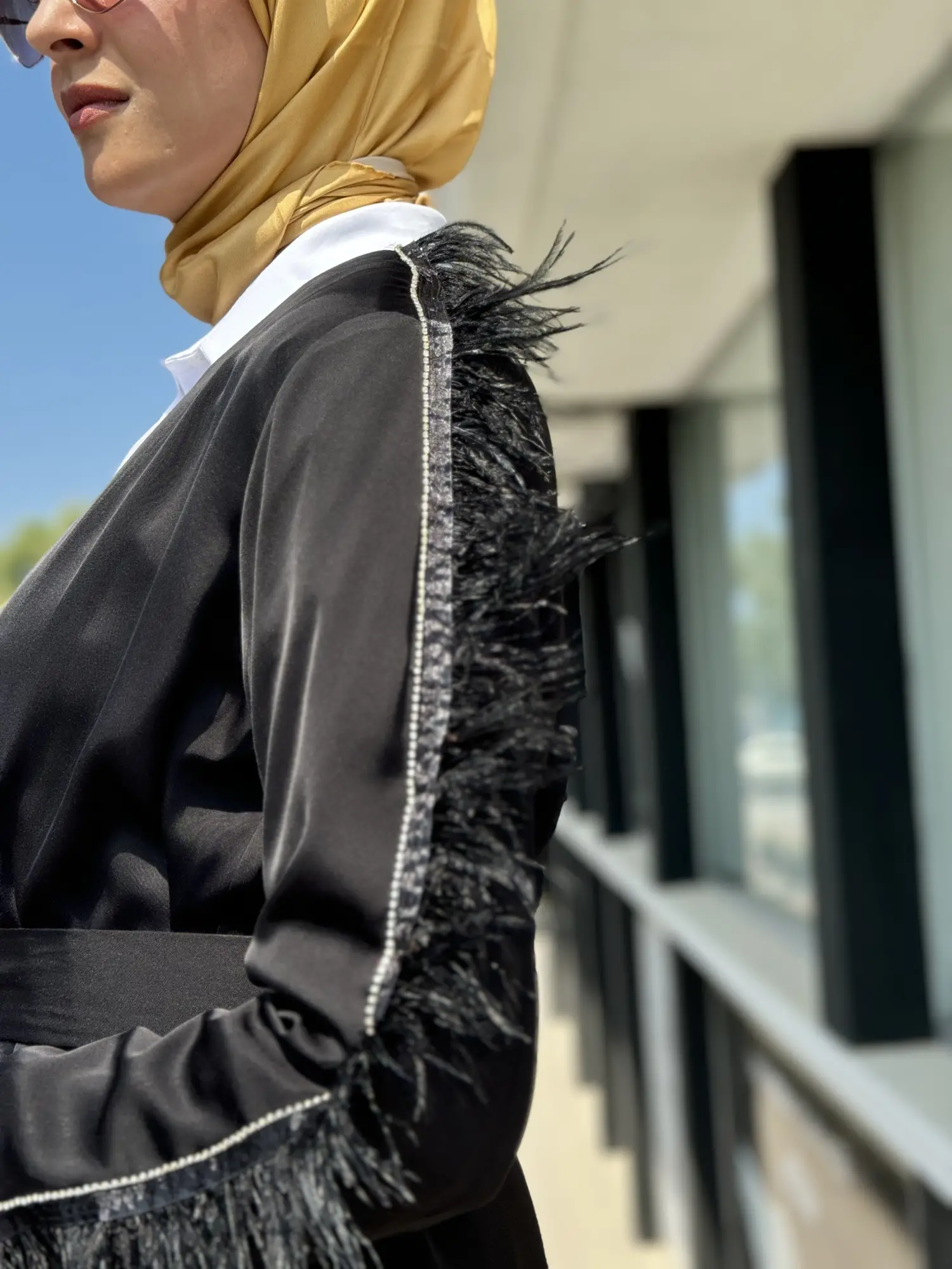 Lisa Kol Ve Omuz Detaylı Şık Siyah Ceket Pantolon Takım 3008