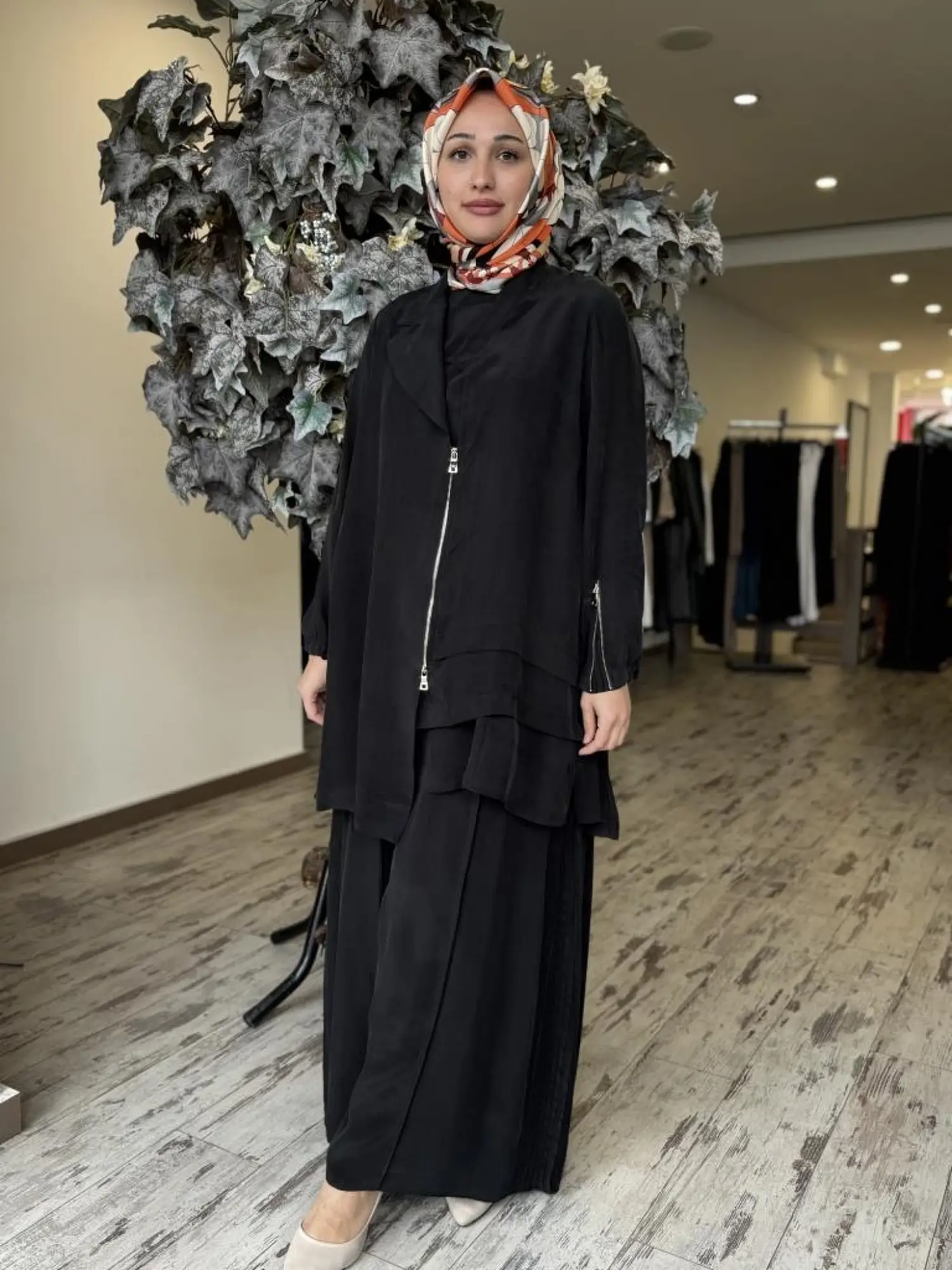 Misswhence 3 lü Cupra İpek Ceket Tunik Pantolon Takım 37205