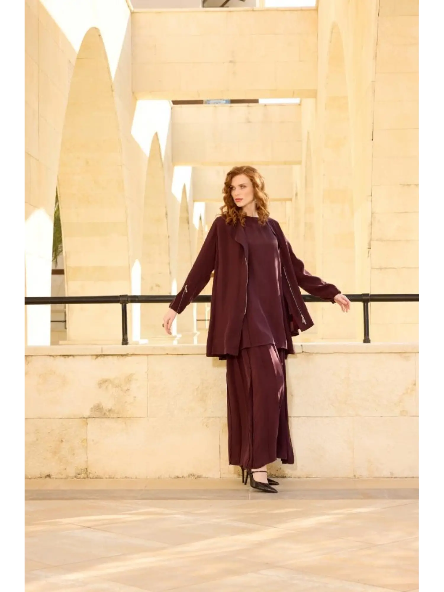 Misswhence 3 lü Cupra İpek Ceket Tunik Pantolon Takım 37205