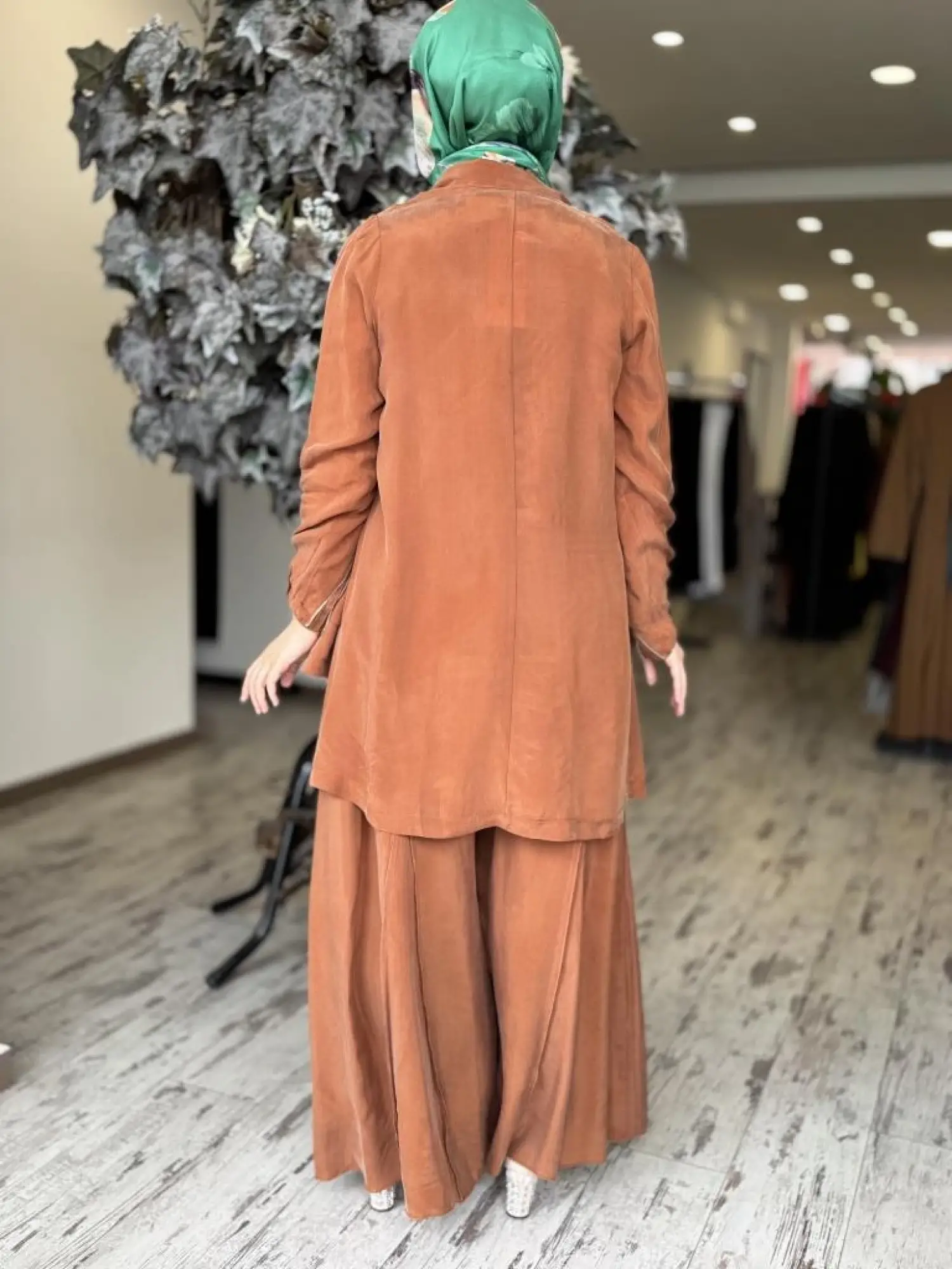 Misswhence 3 lü Cupra İpek Ceket Tunik Pantolon Takım 37205