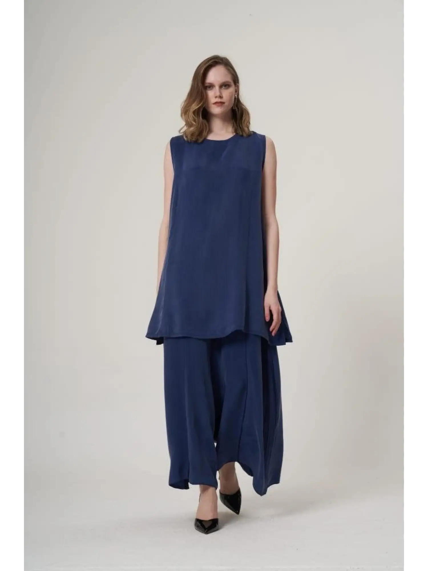 Misswhence 3 lü Cupra İpek Ceket Tunik Pantolon Takım 37205