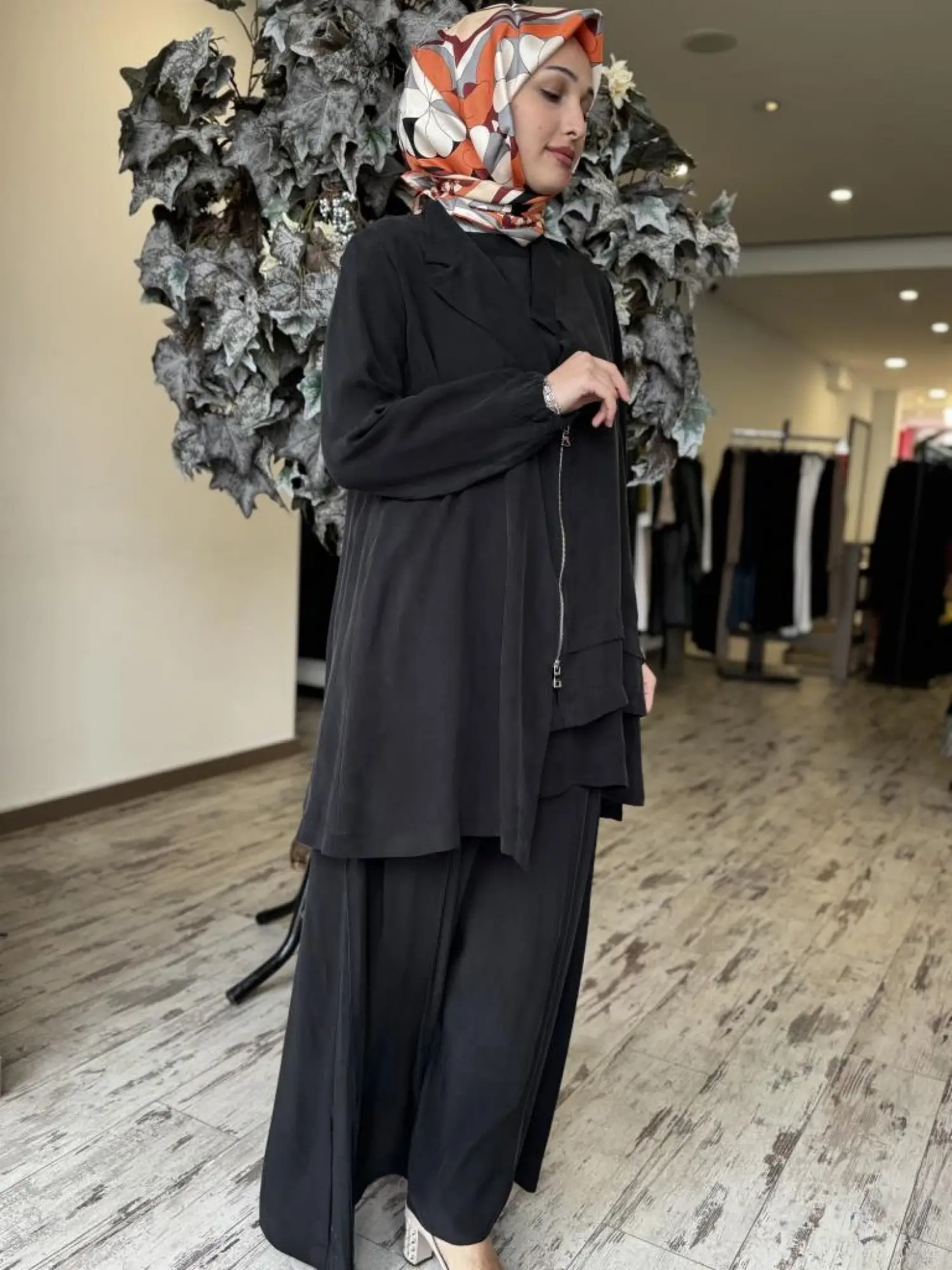 Misswhence 3 lü Cupra İpek Ceket Tunik Pantolon Takım 37205