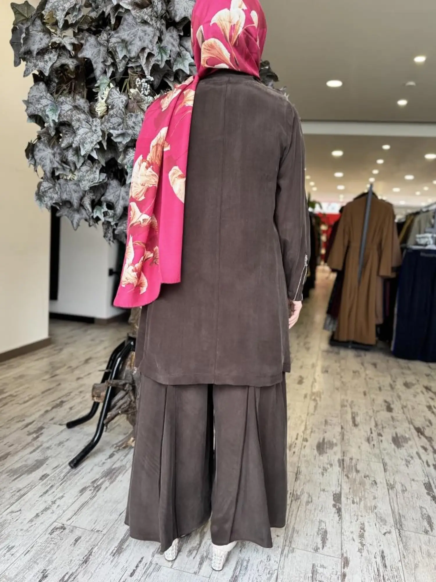 Misswhence 3 lü Cupra İpek Ceket Tunik Pantolon Takım 37205