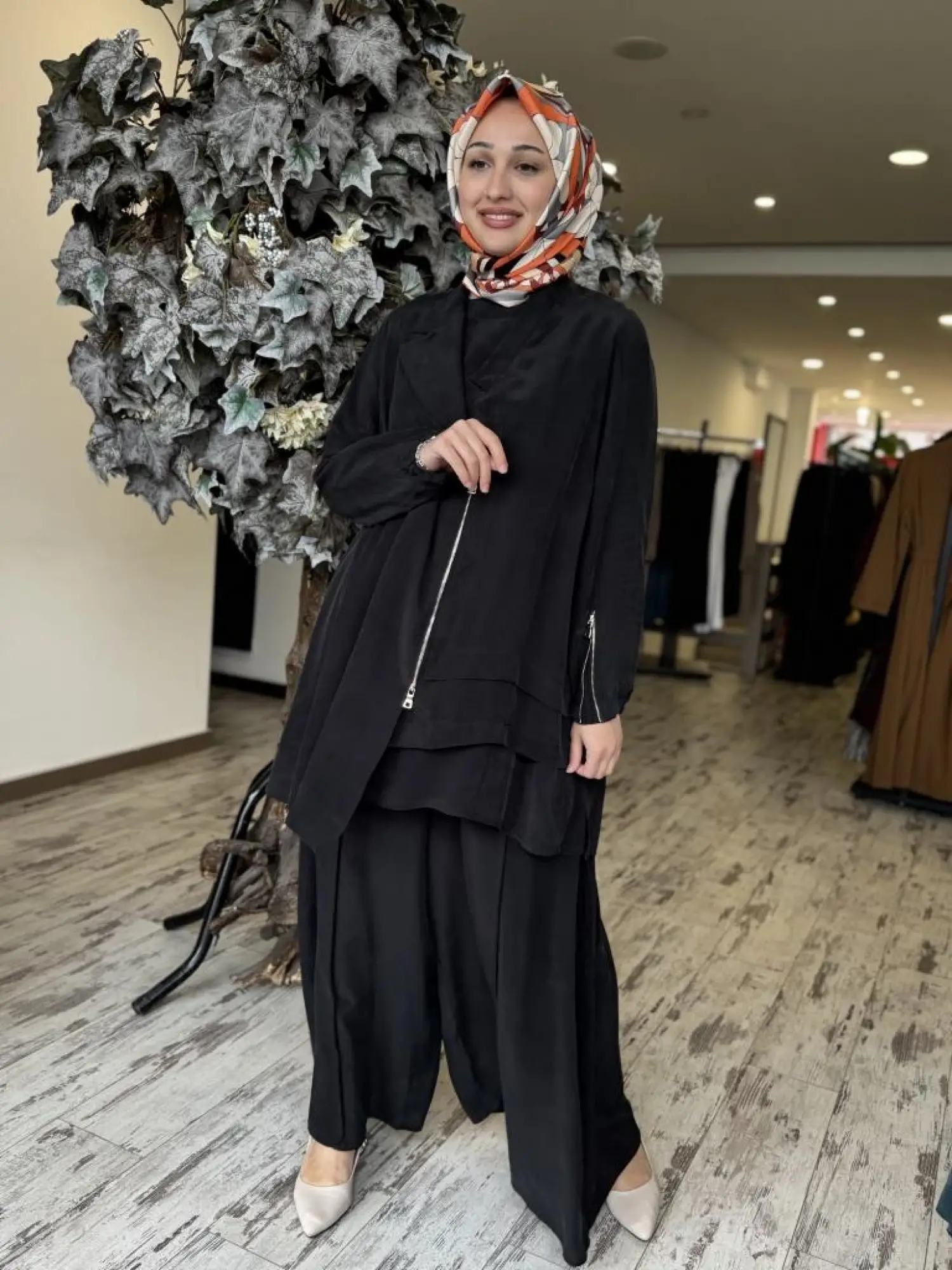 Misswhence 3 lü Cupra İpek Ceket Tunik Pantolon Takım 37205