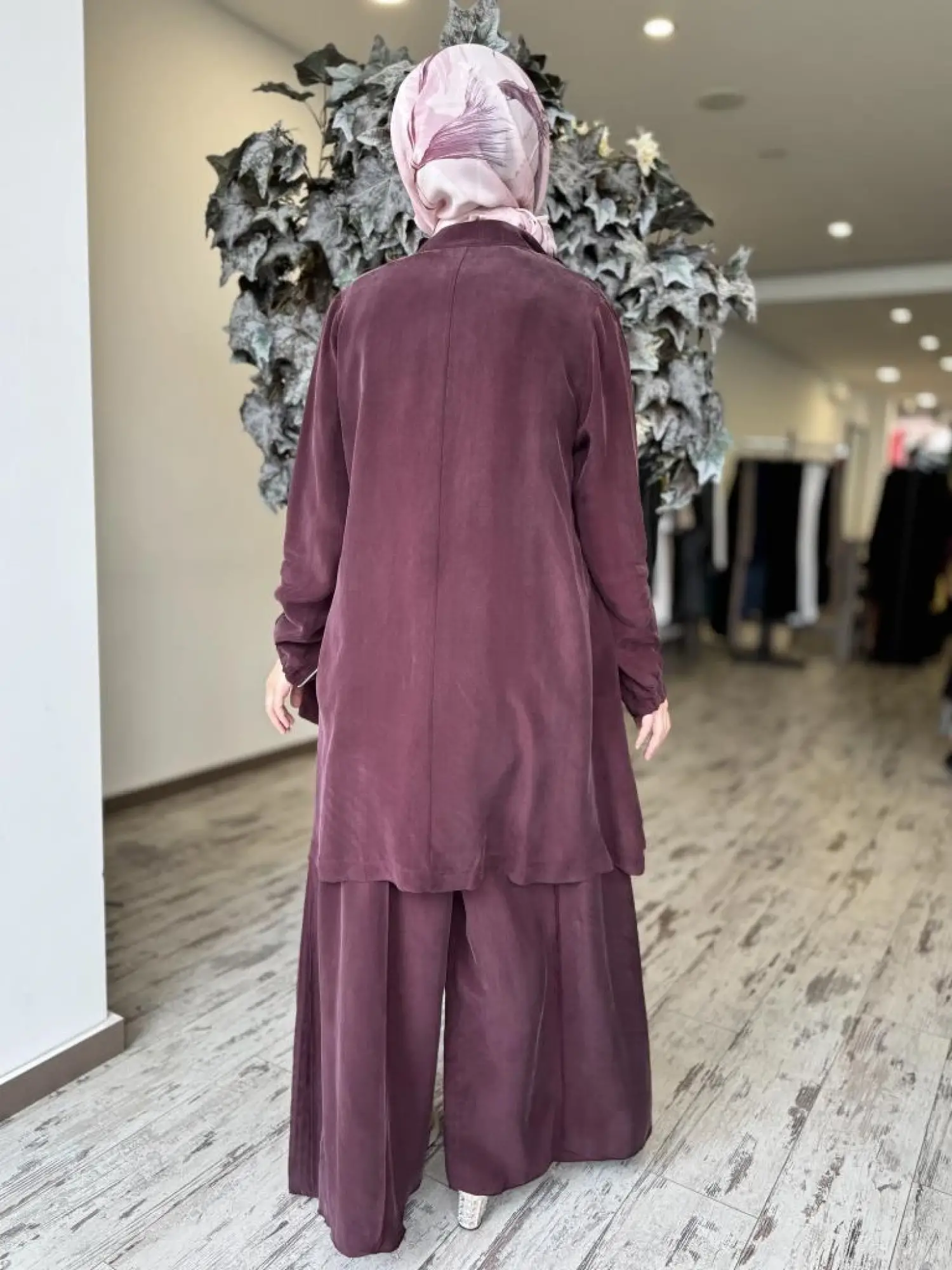 Misswhence 3 lü Cupra İpek Ceket Tunik Pantolon Takım 37205