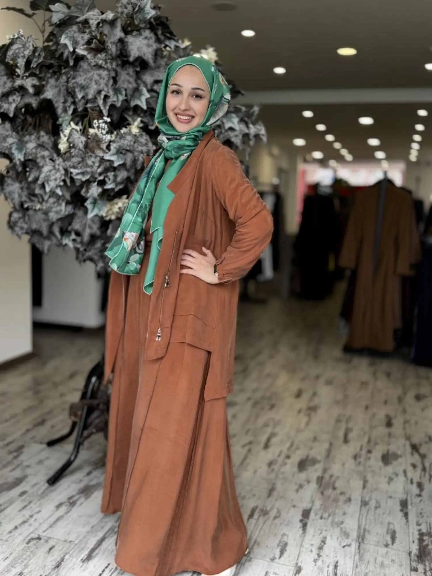 Misswhence 3 lü Cupra İpek Ceket Tunik Pantolon Takım 37205