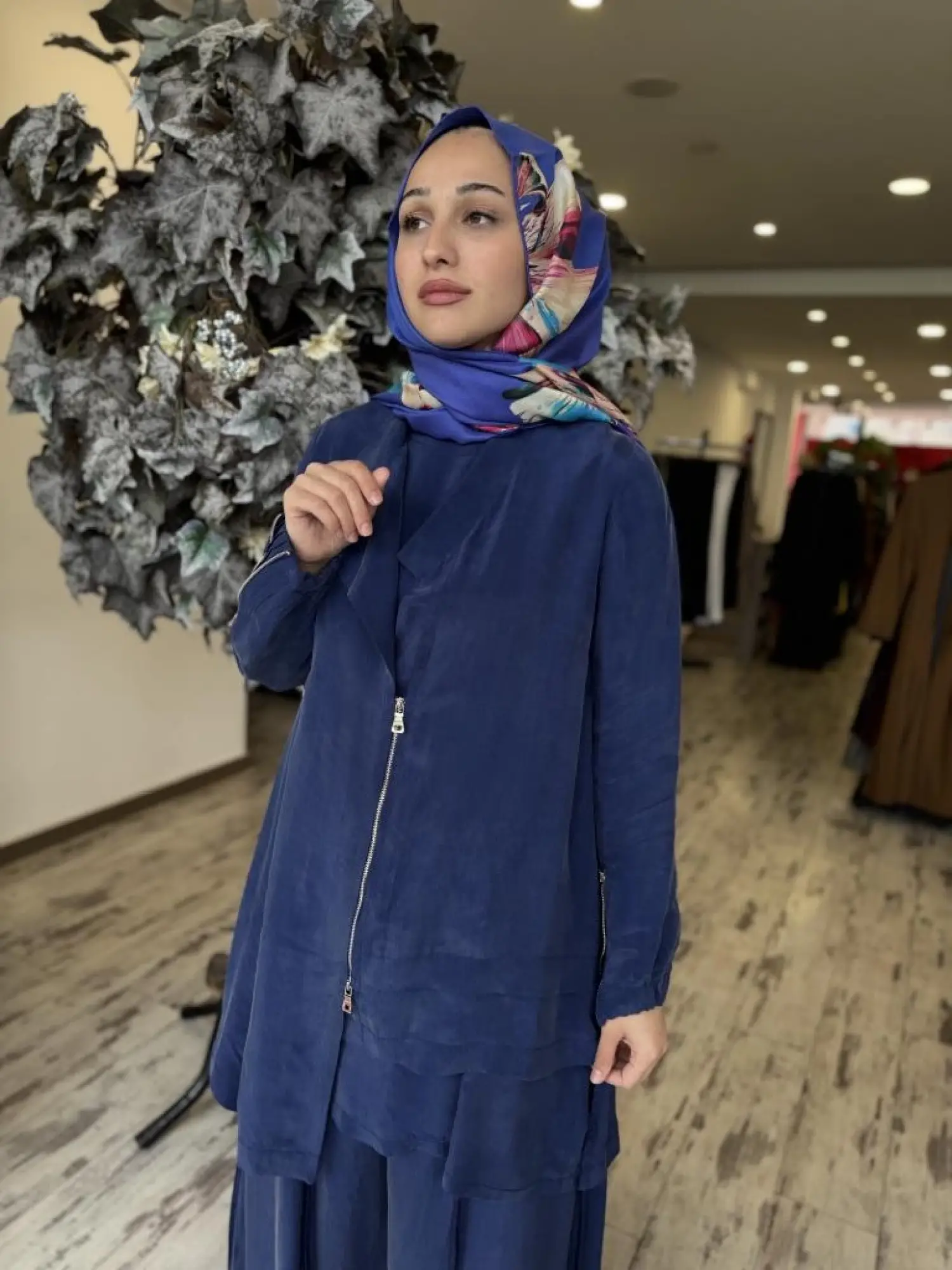 Misswhence 3 lü Cupra İpek Ceket Tunik Pantolon Takım 37205