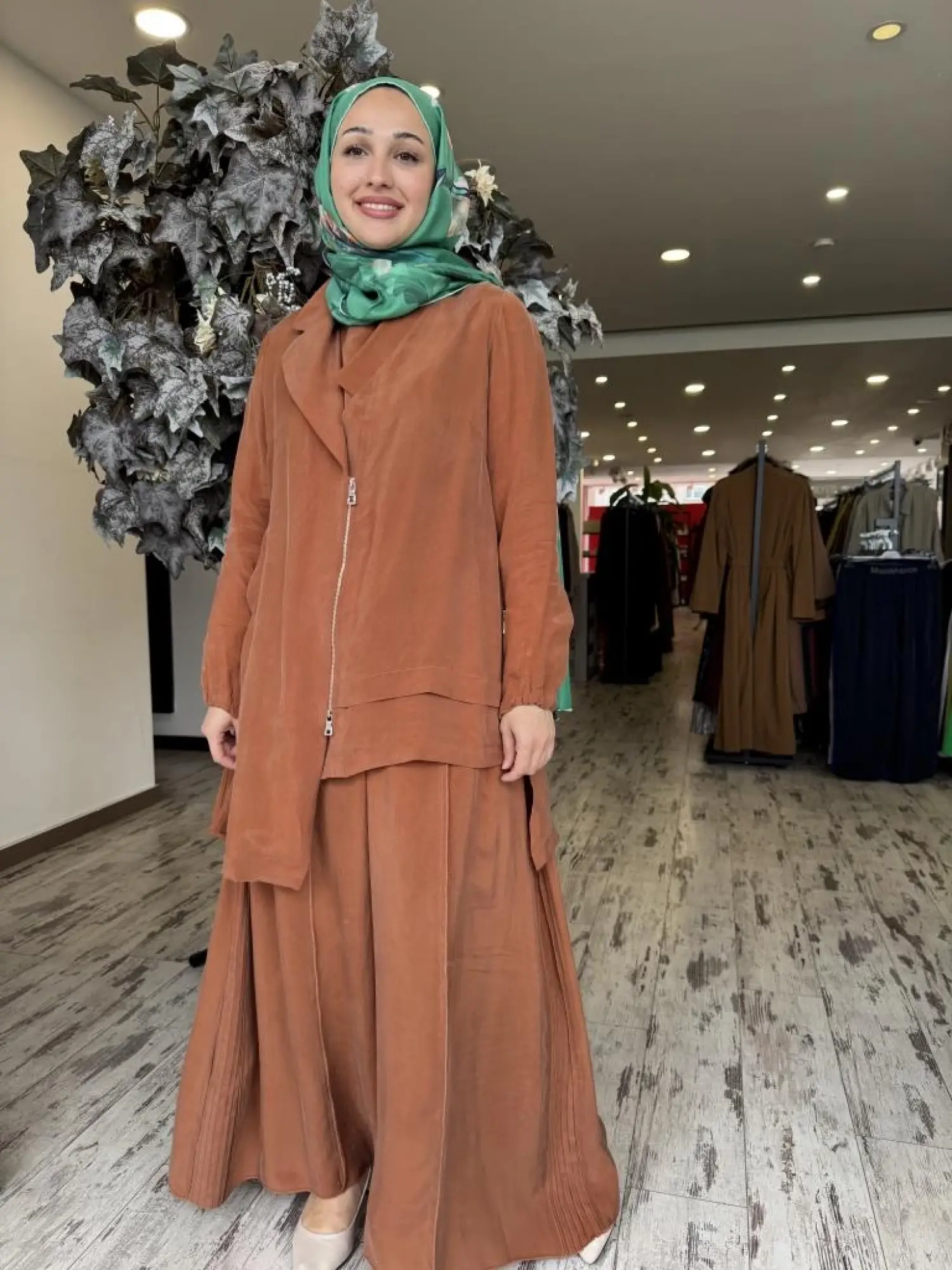 Misswhence 3 lü Cupra İpek Ceket Tunik Pantolon Takım 37205