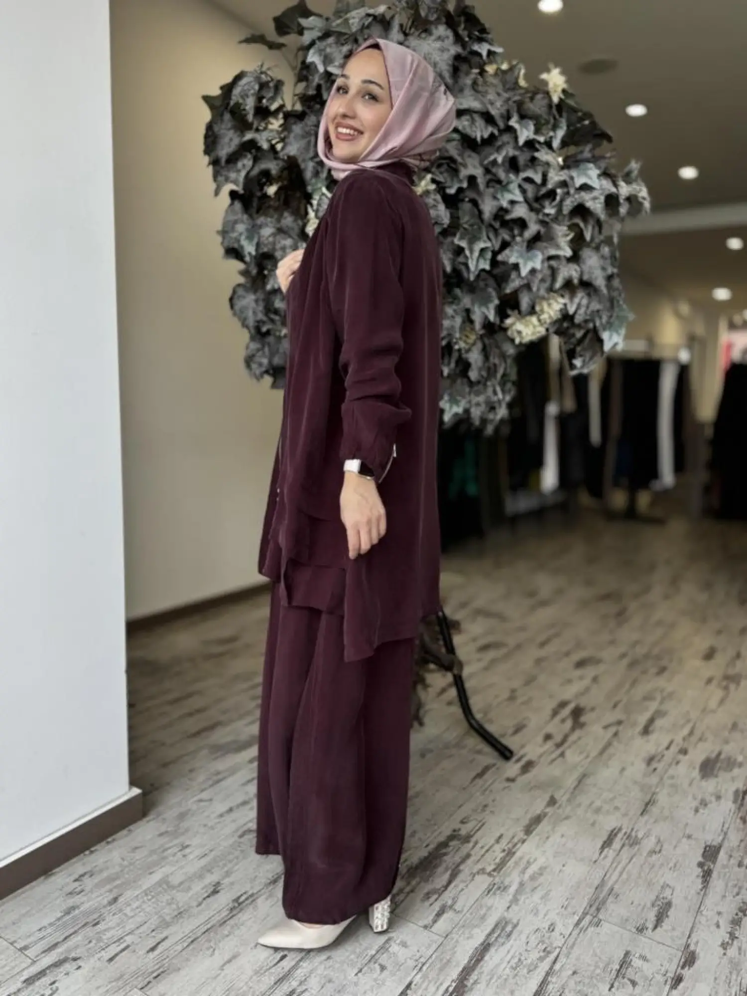 Misswhence 3 lü Cupra İpek Ceket Tunik Pantolon Takım 37205