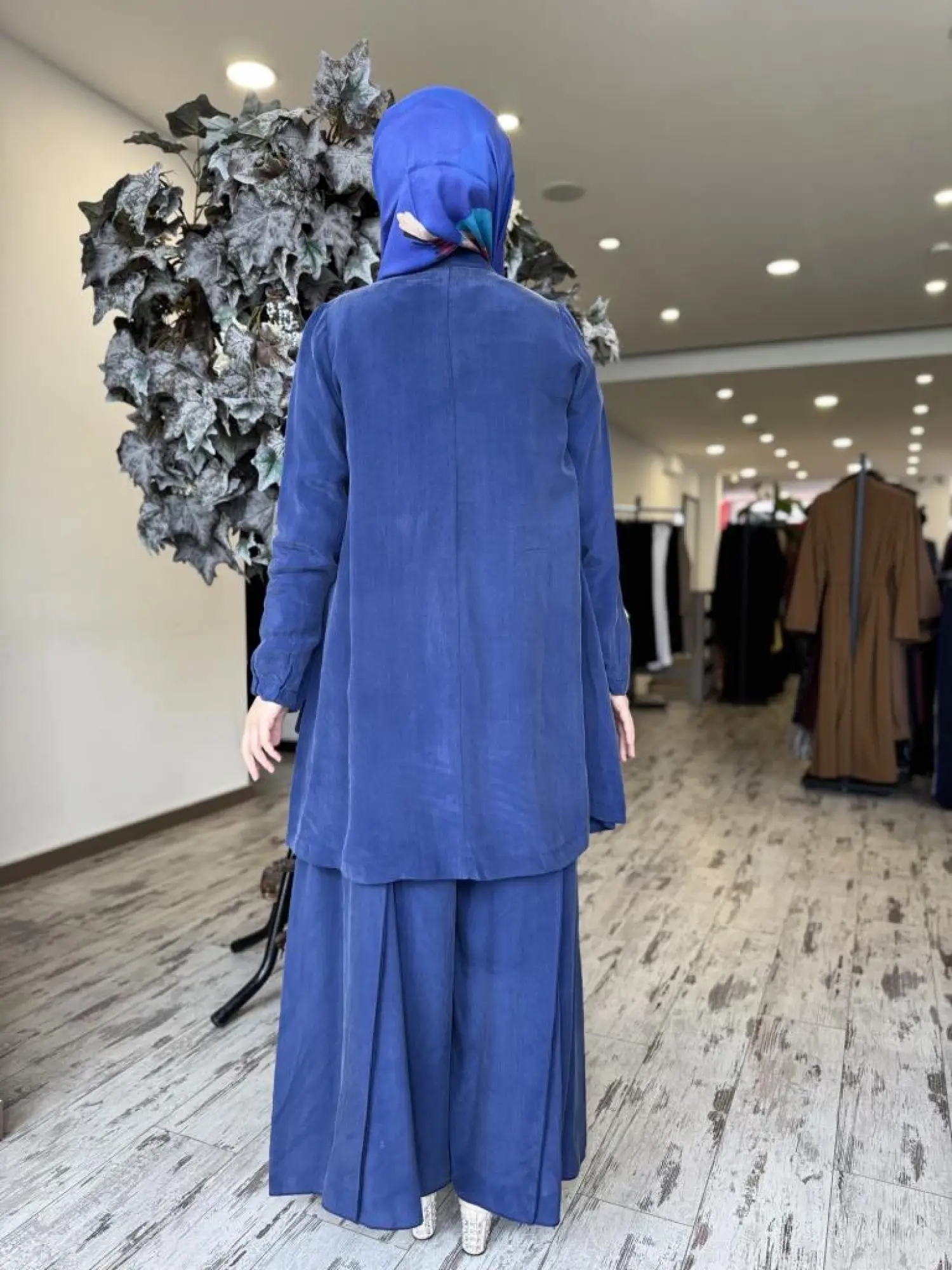 Misswhence 3 lü Cupra İpek Ceket Tunik Pantolon Takım 37205