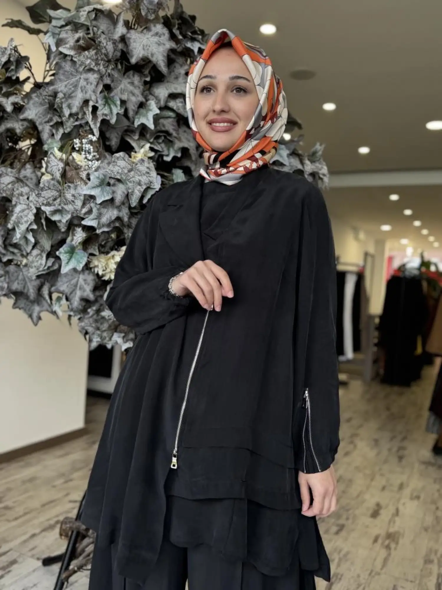 Misswhence 3 lü Cupra İpek Ceket Tunik Pantolon Takım 37205