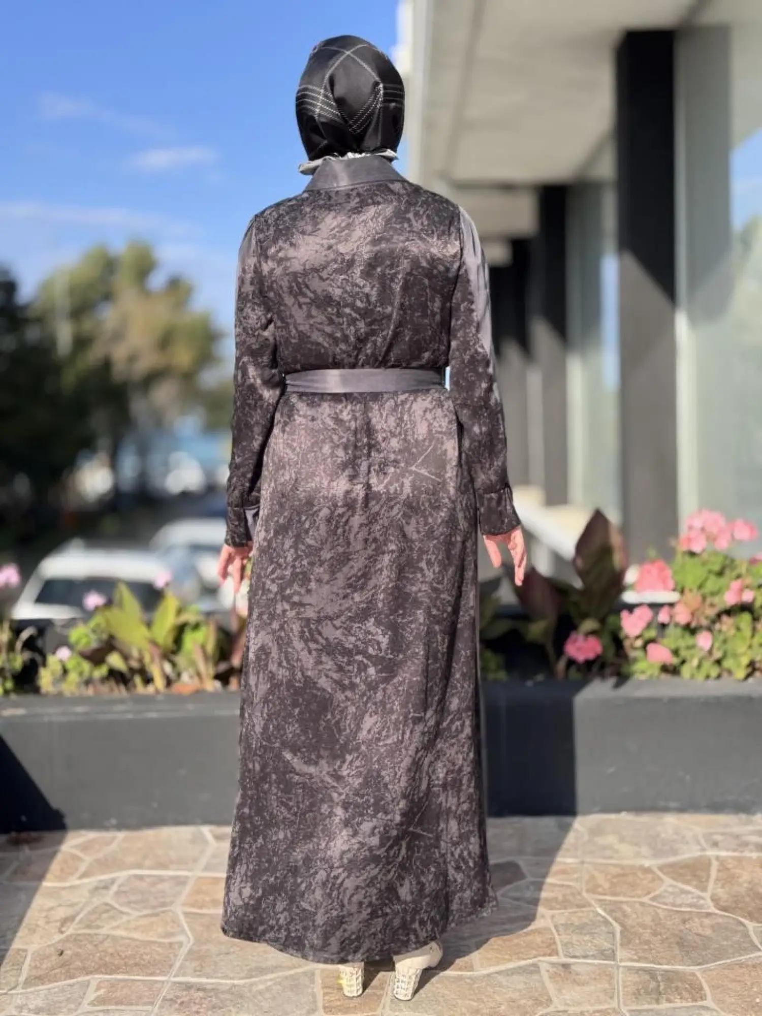 Misswhence Arkası Desenli Yarım Çıtçıt Kapamalı Cupra İpek Elbise 38827