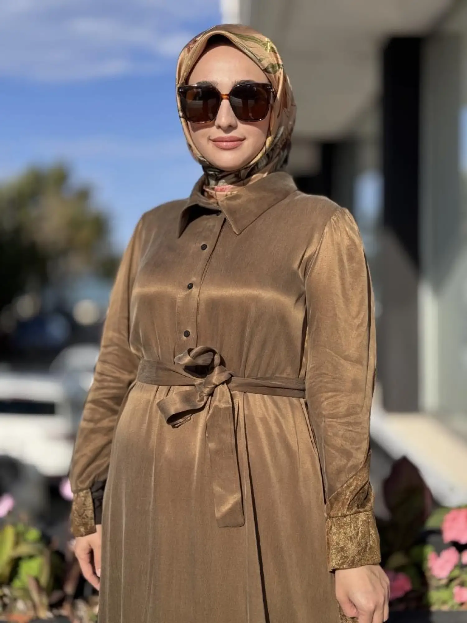 Misswhence Arkası Desenli Yarım Çıtçıt Kapamalı Cupra İpek Elbise 38827