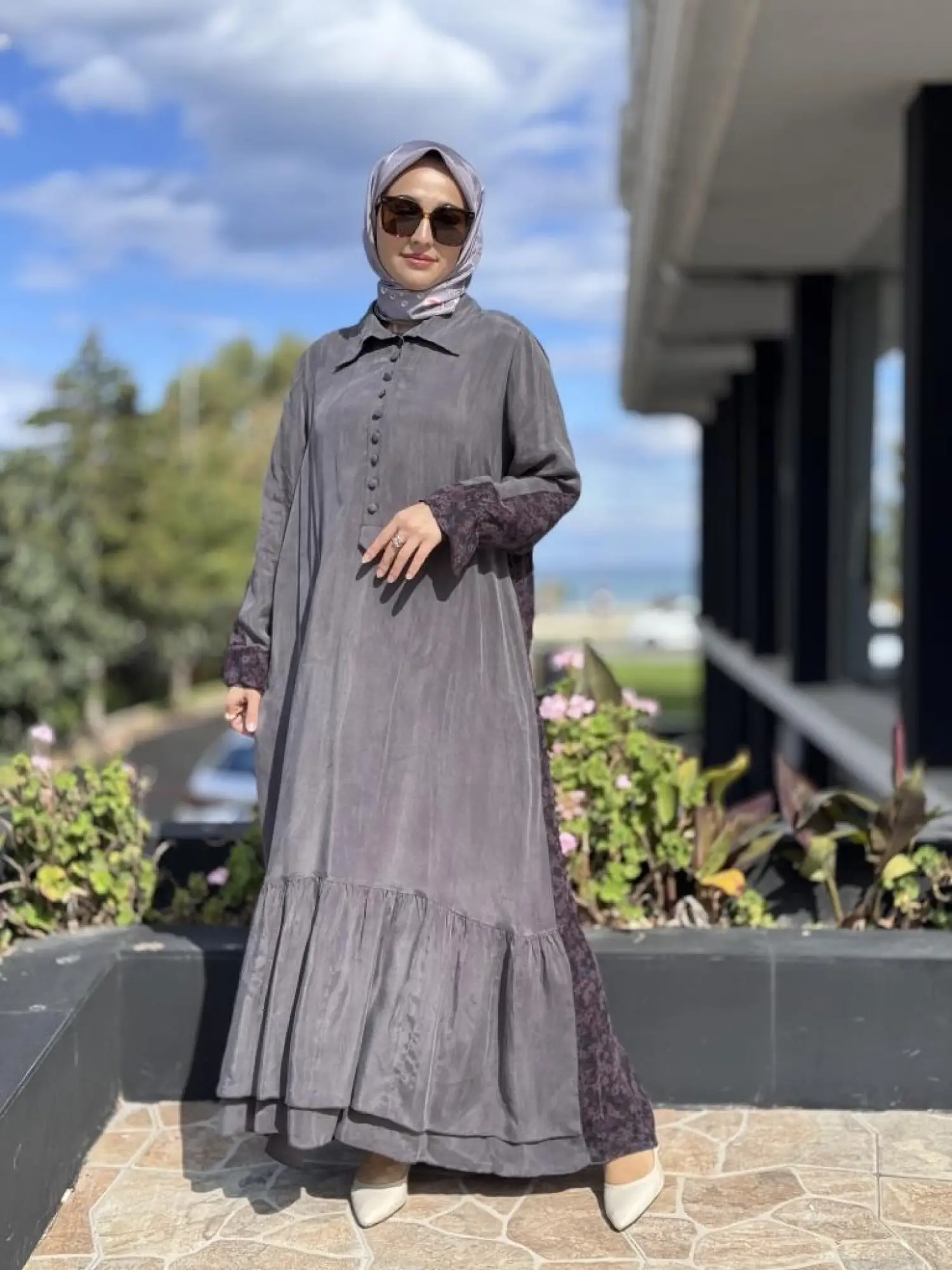 Misswhence Arkası Desenli Yarım Patlı İpek Elbise V3290