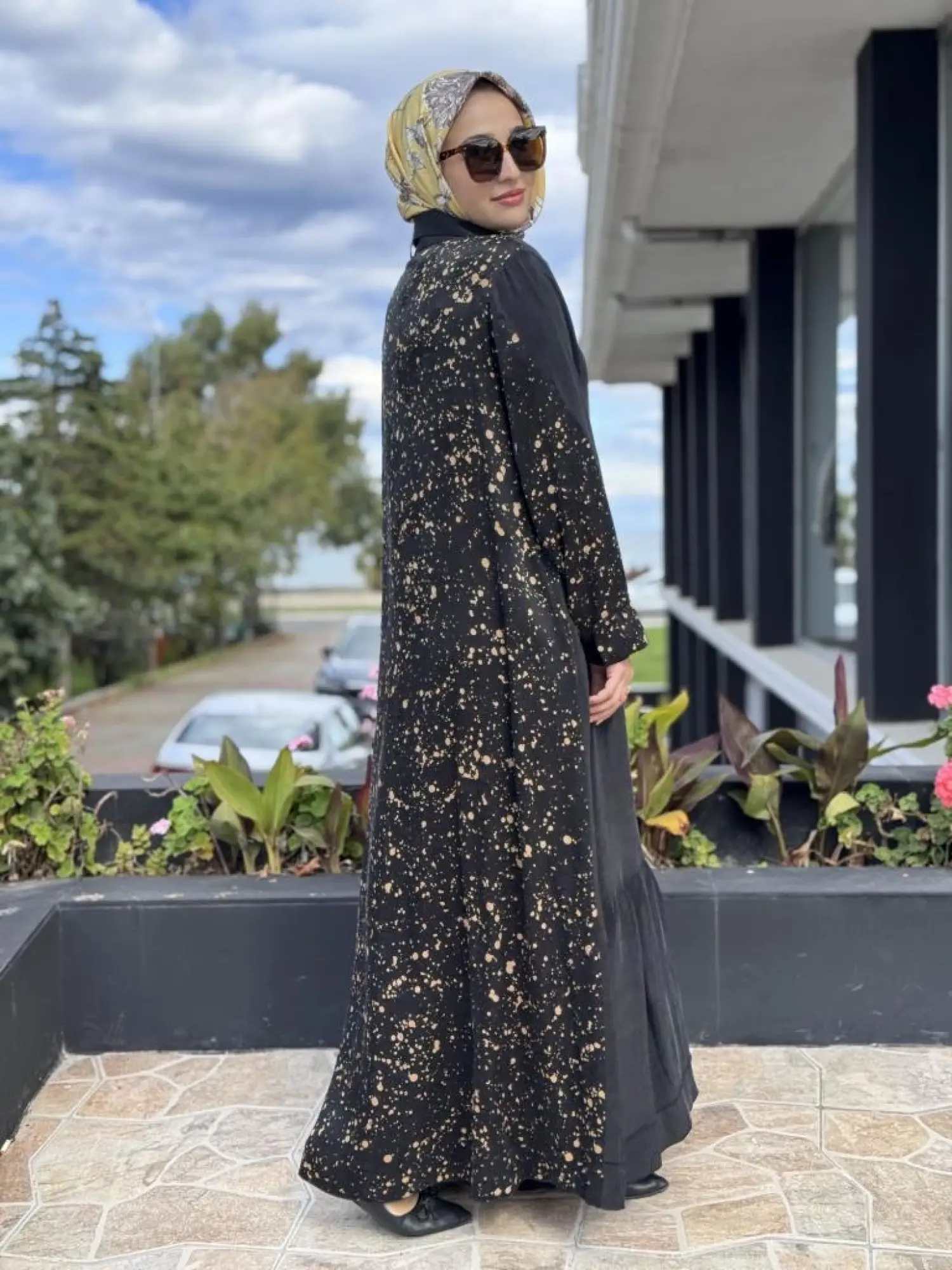 Misswhence Arkası Desenli Yarım Patlı İpek Elbise V3290