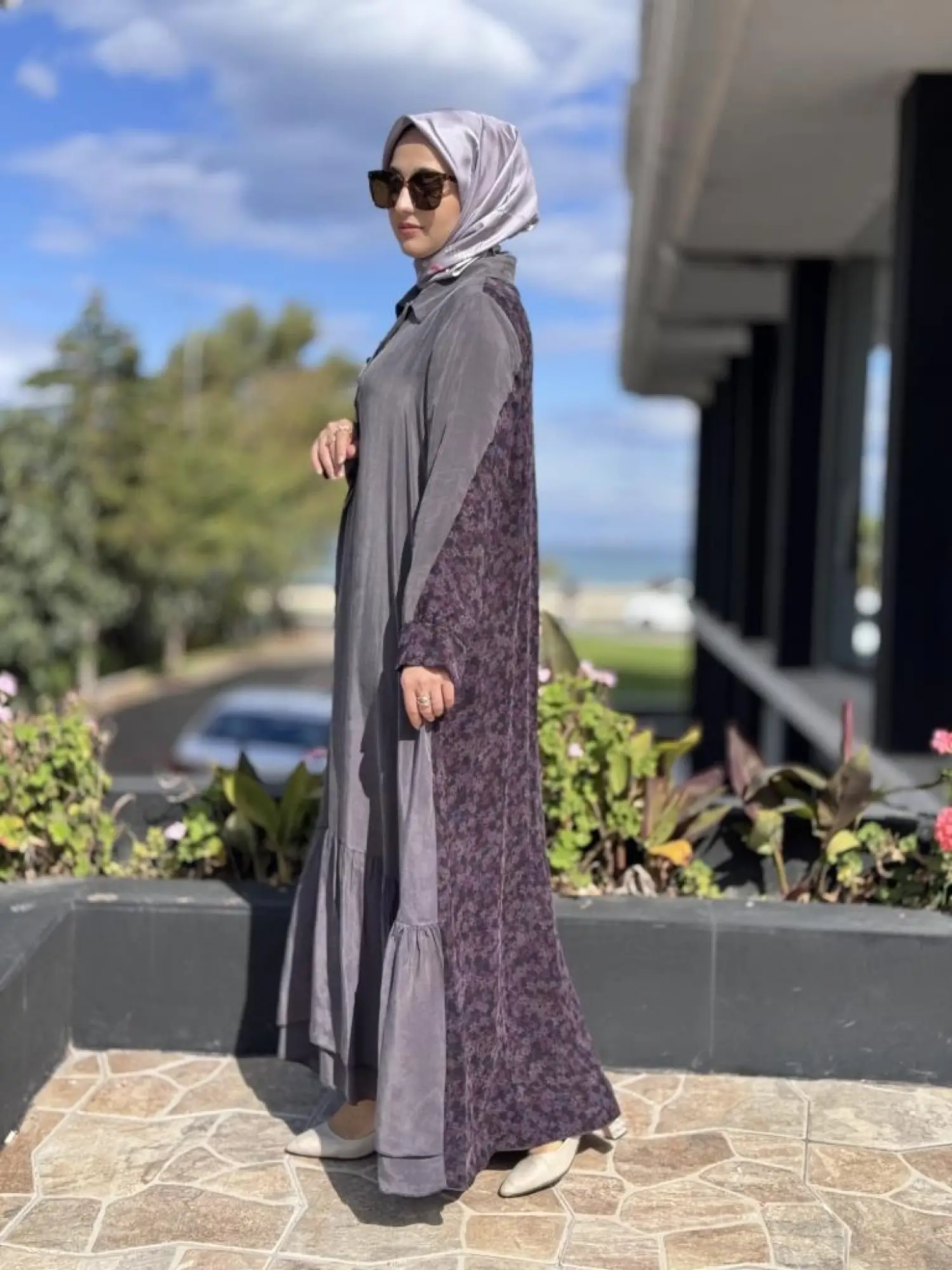 Misswhence Arkası Desenli Yarım Patlı İpek Elbise V3290