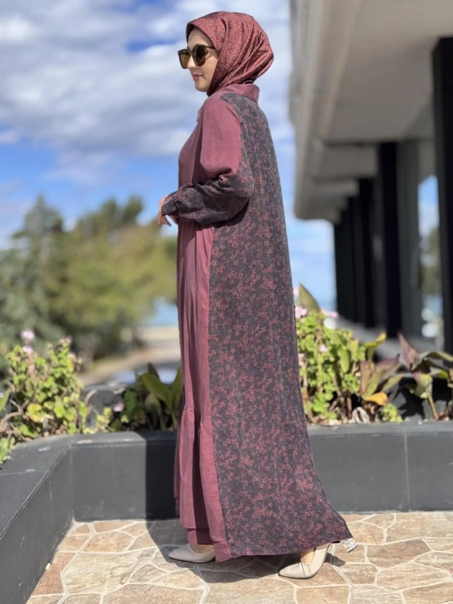 Misswhence Arkası Desenli Yarım Patlı İpek Elbise V3290