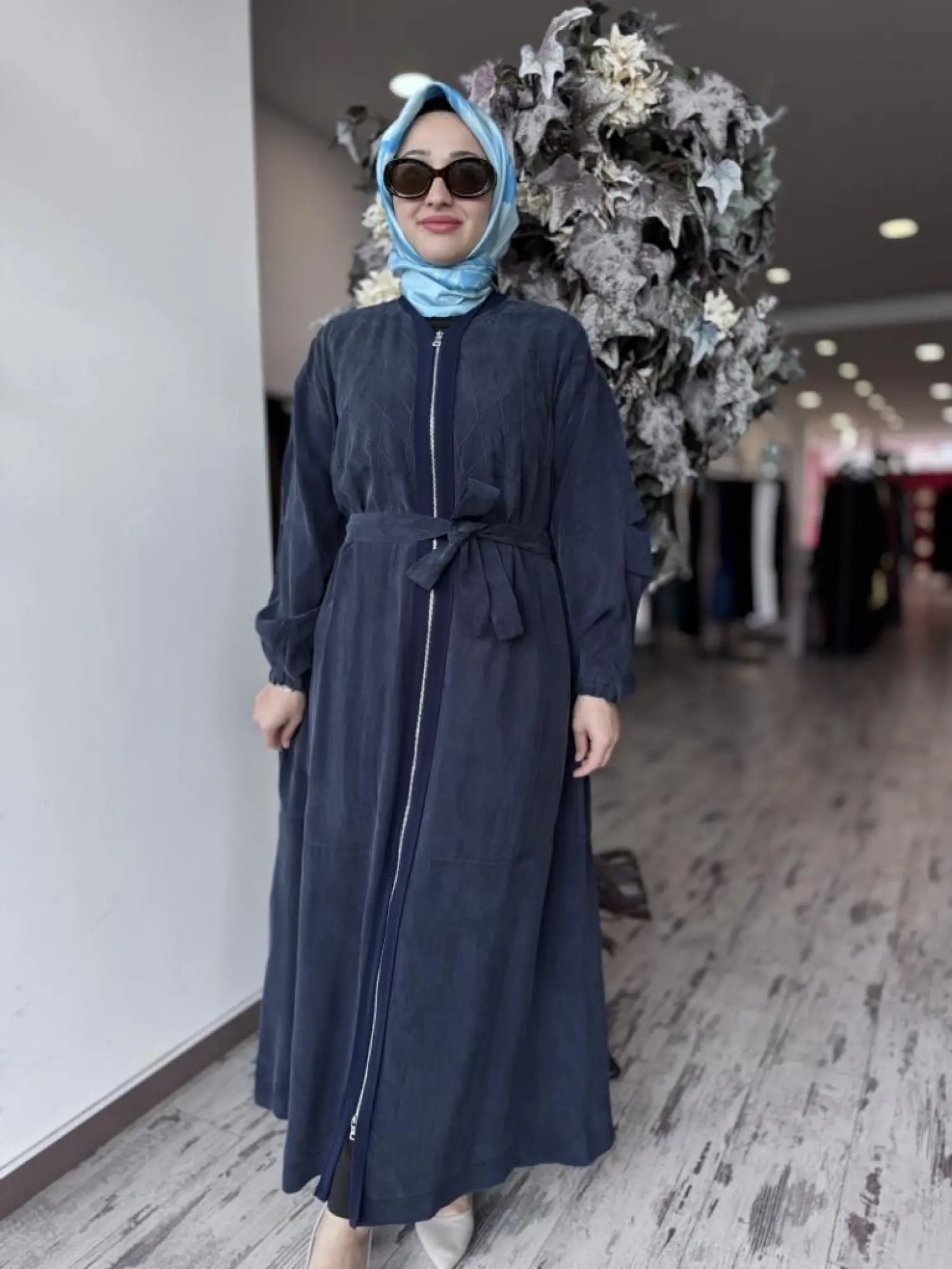 Misswhence Baklava Desen Detaylı Cupra İpek Pardesü / Ferace 37520