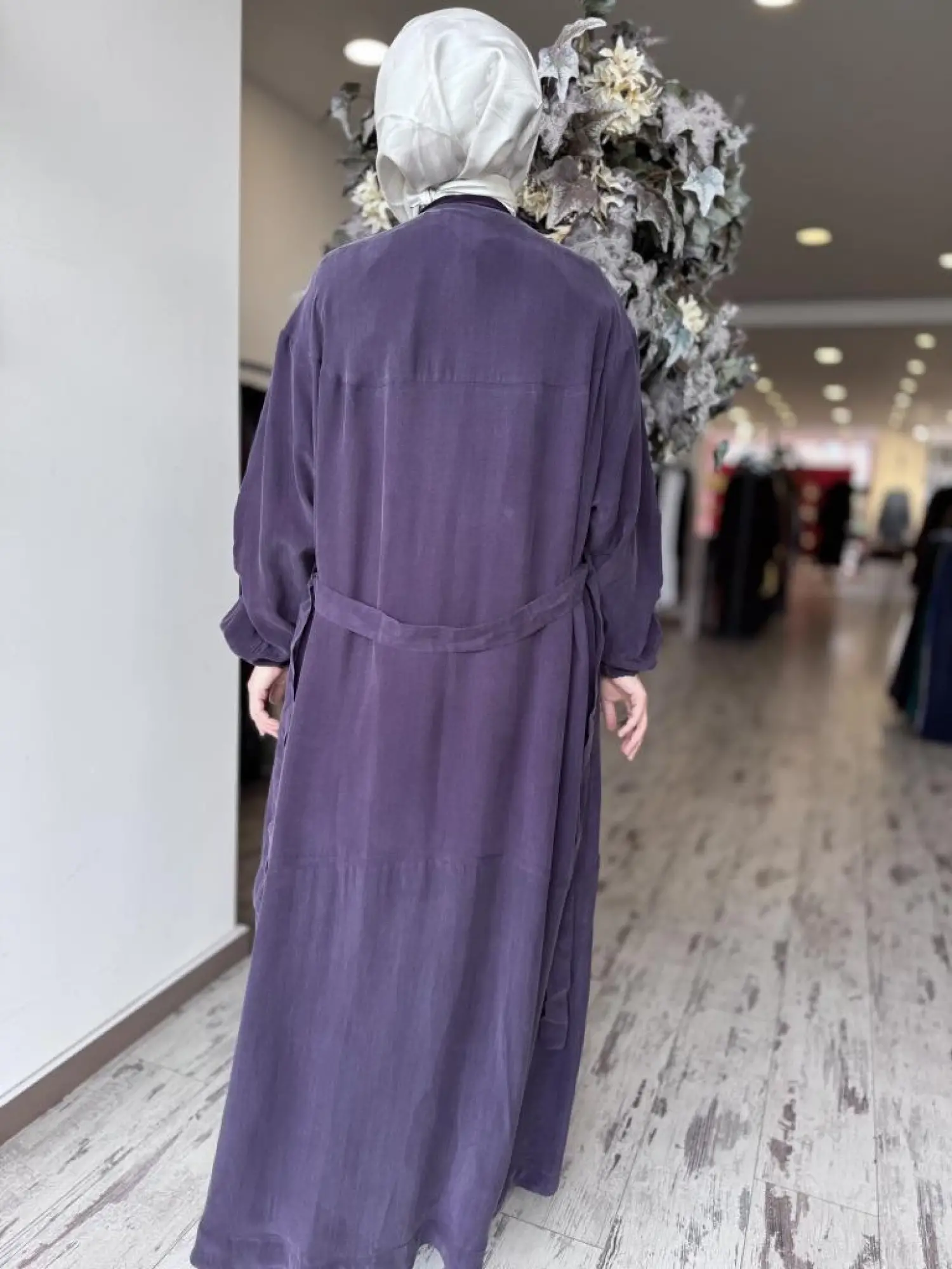 Misswhence Baklava Desen Detaylı Cupra İpek Pardesü / Ferace 37520