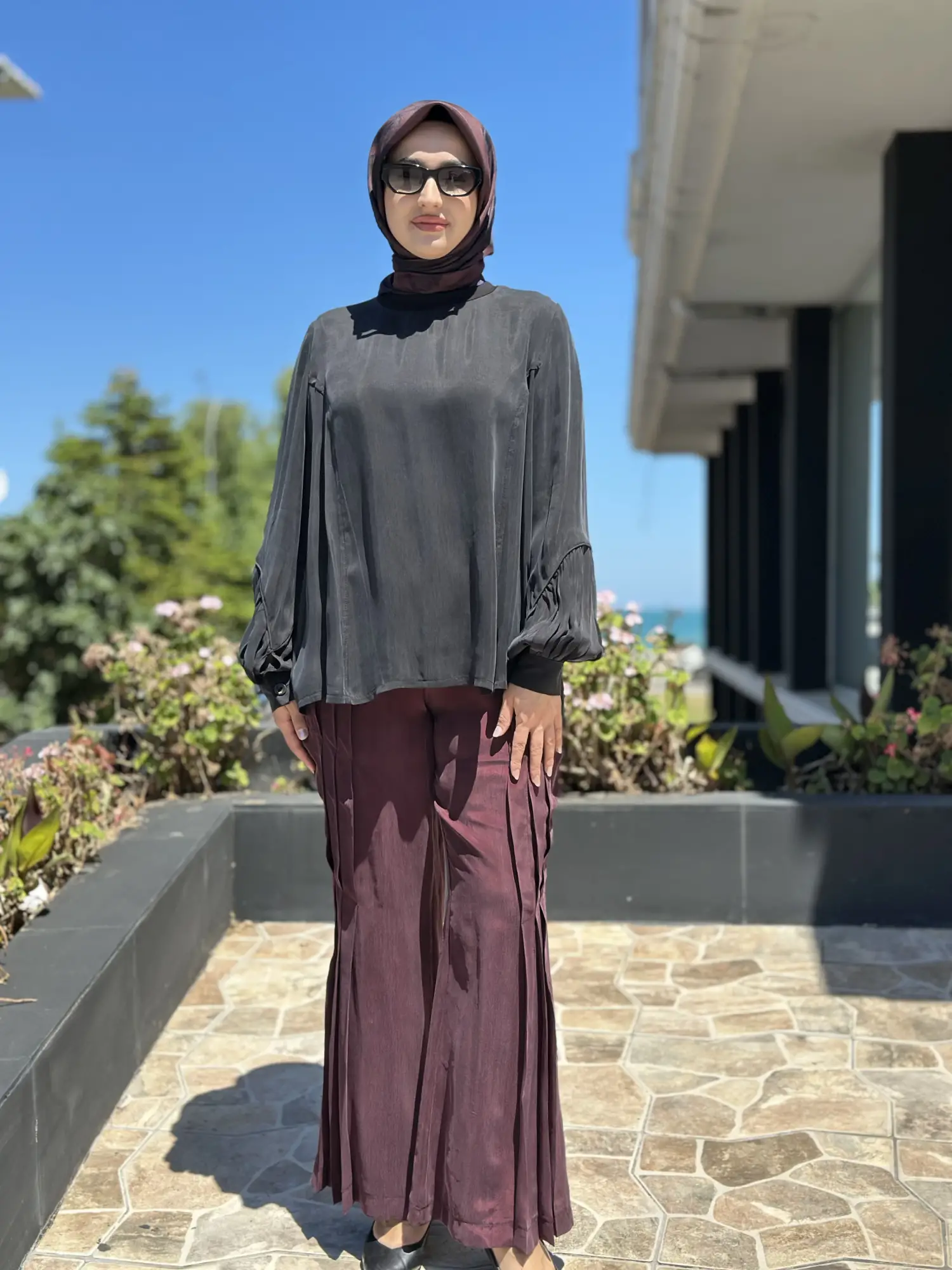 Misswhence Basic Beli Lastikli Drape Detaylı Cupra İpek Pantolon 39115N