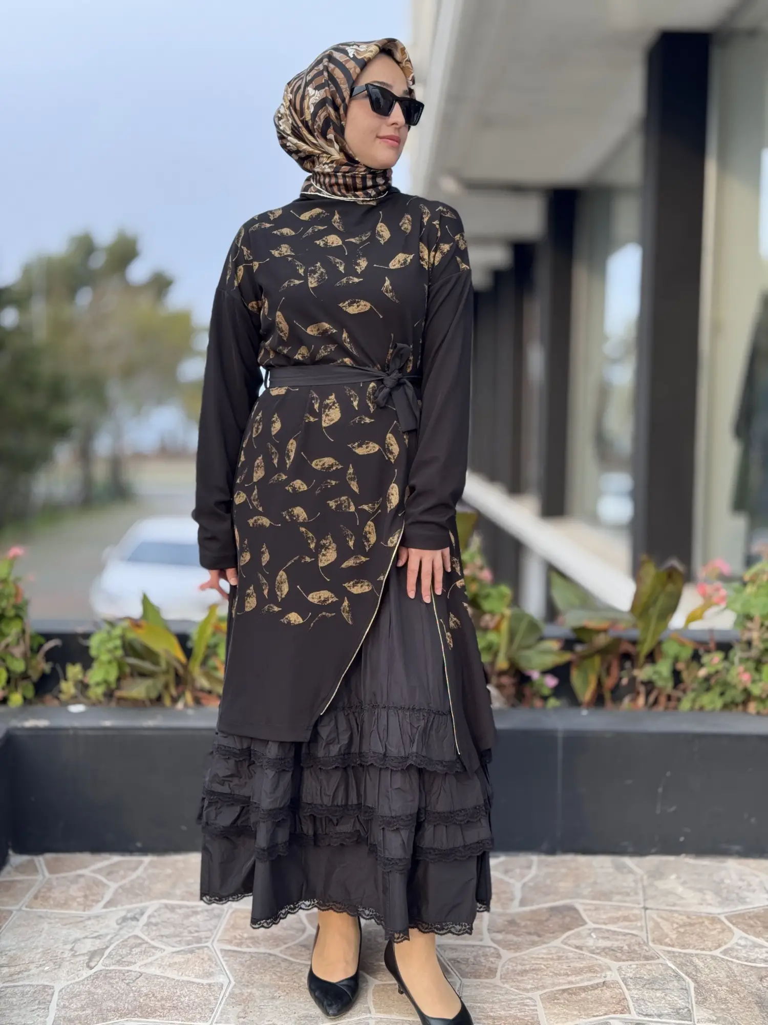 Misswhence Baskı Detaylı İkili Triko Elbise 38810