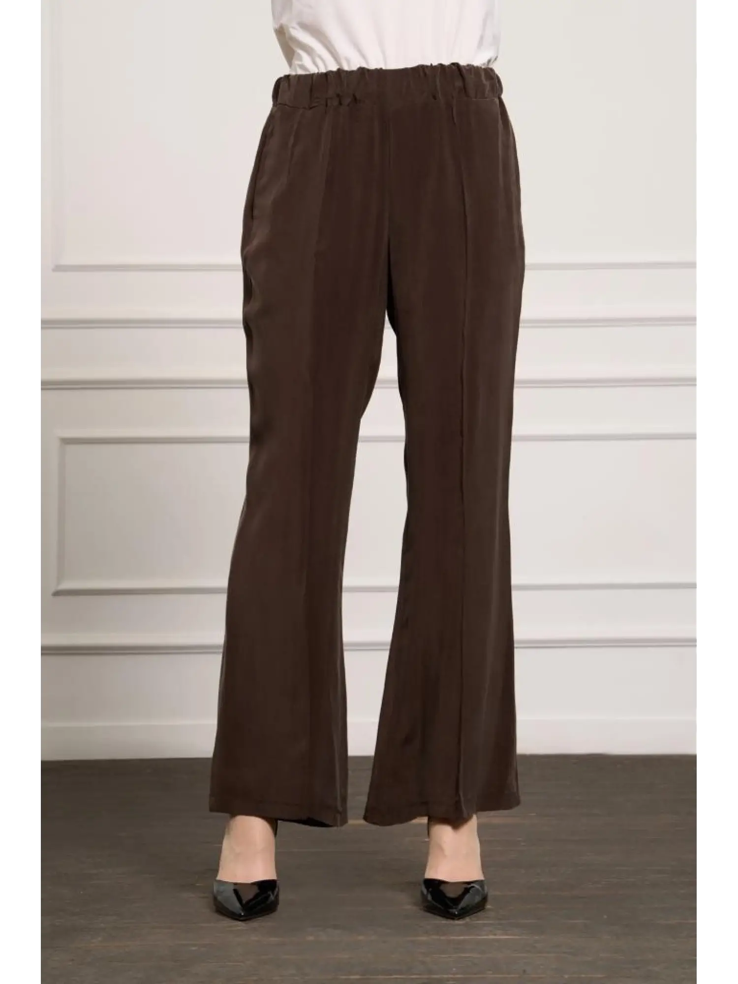 Misswhence Beli Lastikli Bol Paça Cupra İpek Pantolon 37110