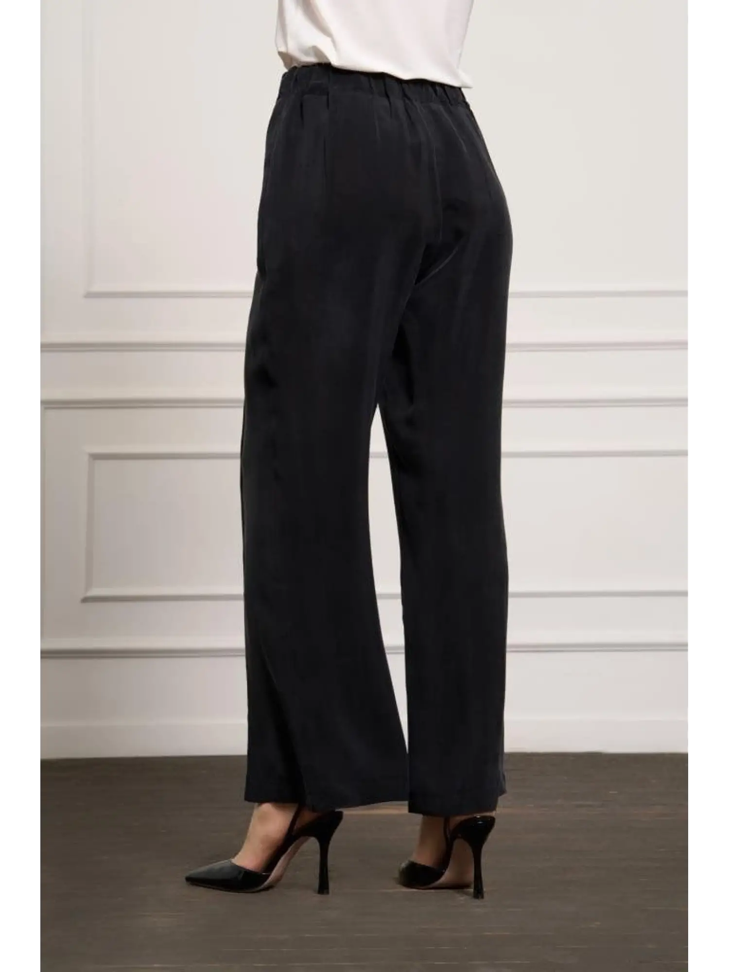 Misswhence Beli Lastikli Bol Paça Cupra İpek Pantolon 37110