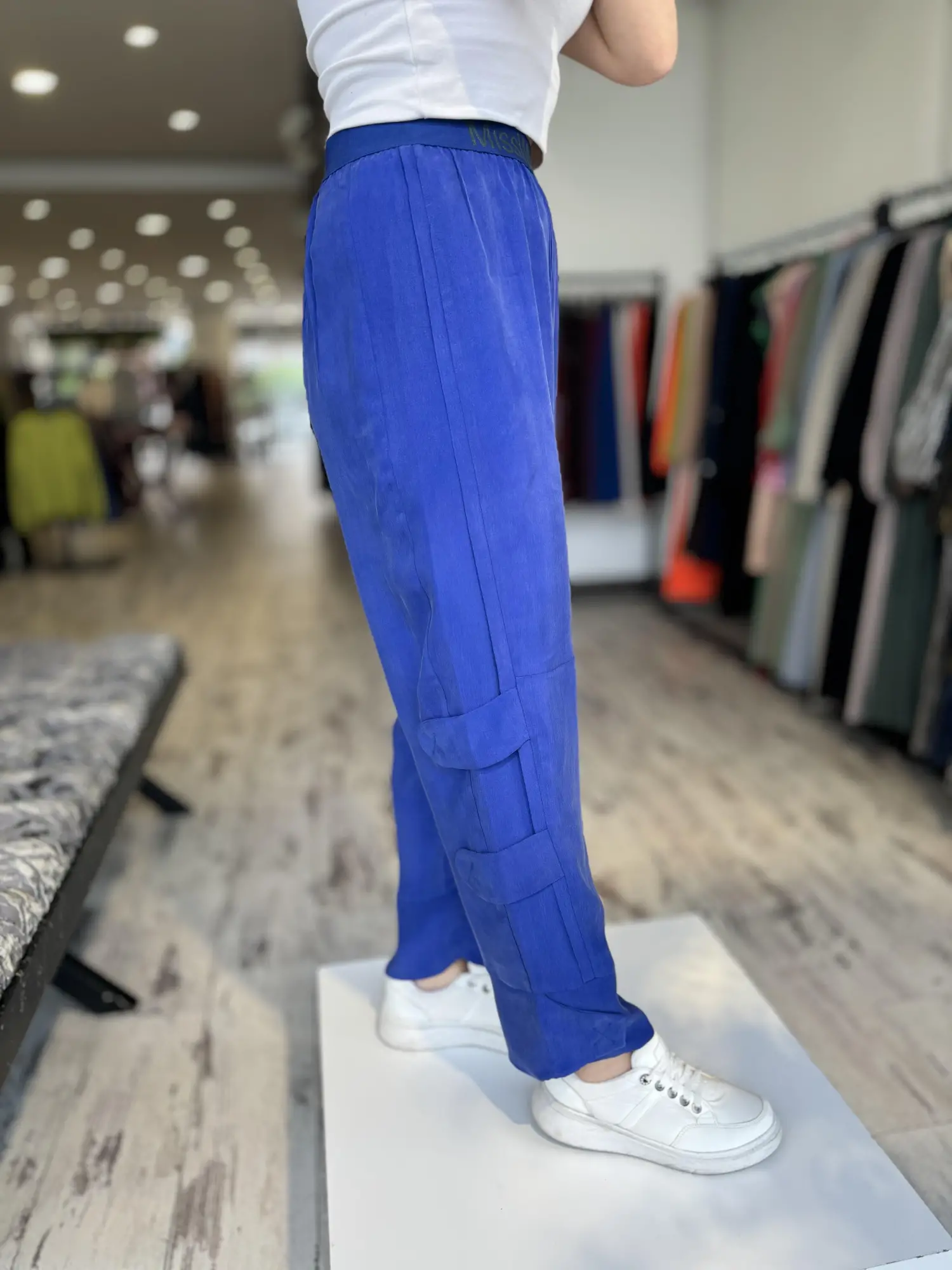 Misswhence Beli Lastikli Cupra İpek Pantolon 35121