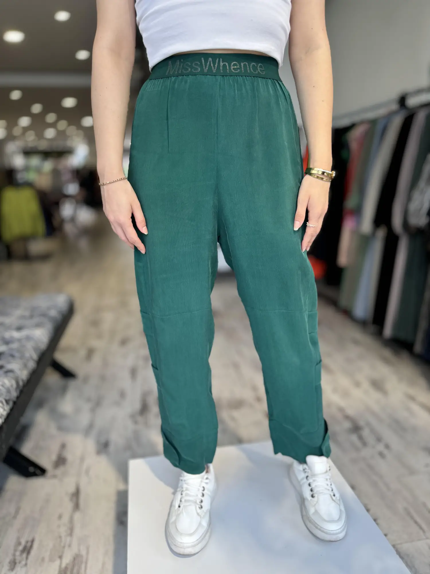 Misswhence Beli Lastikli Cupra İpek Pantolon 35121