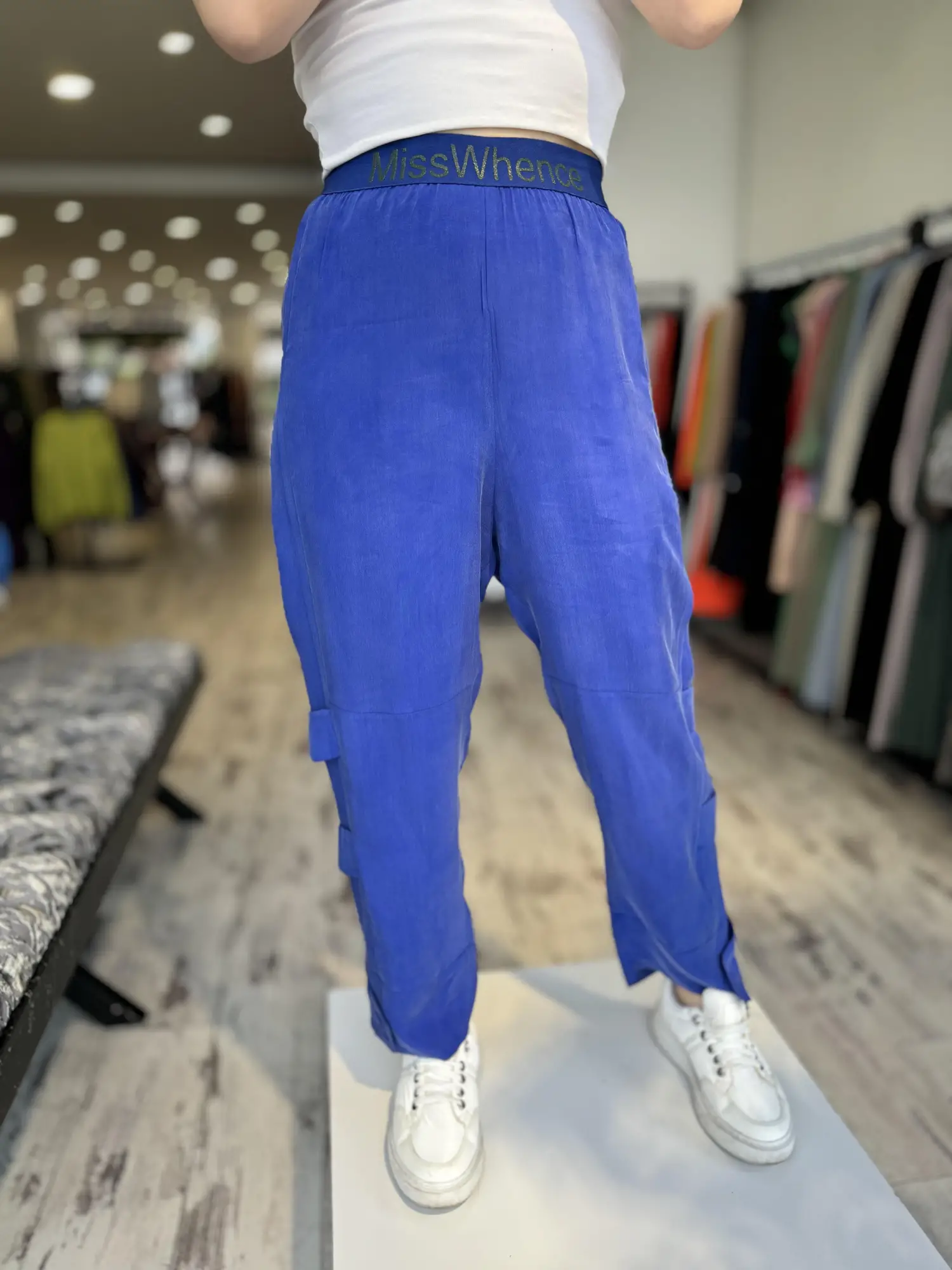 Misswhence Beli Lastikli Cupra İpek Pantolon 35121