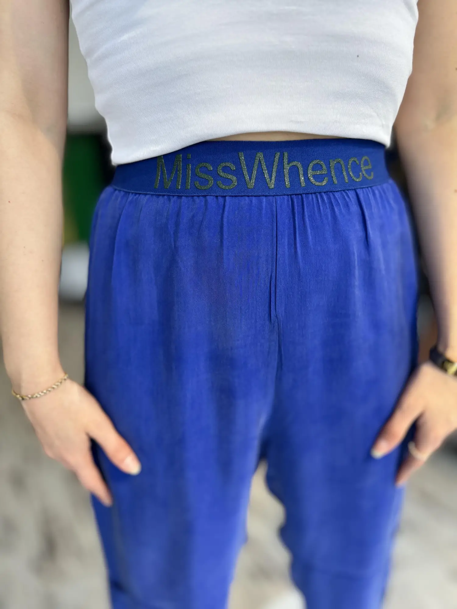 Misswhence Beli Lastikli Cupra İpek Pantolon 35121