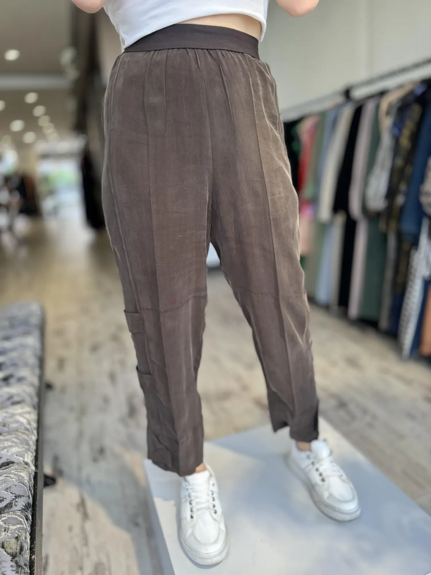 Misswhence Beli Lastikli Cupra İpek Pantolon 35121