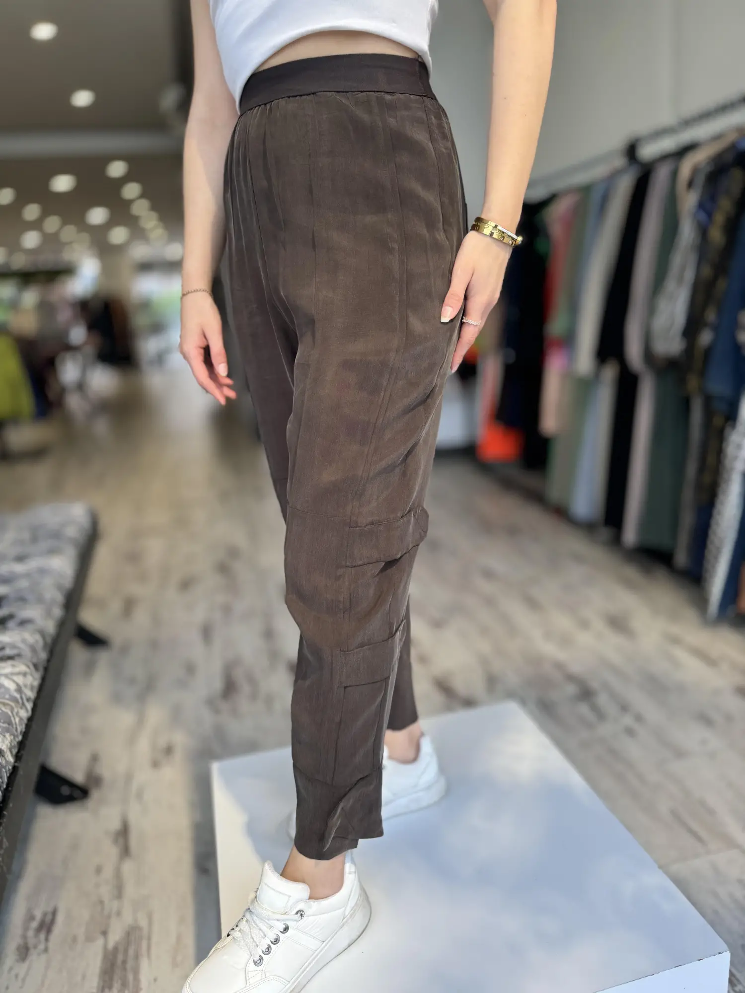 Misswhence Beli Lastikli Cupra İpek Pantolon 35121