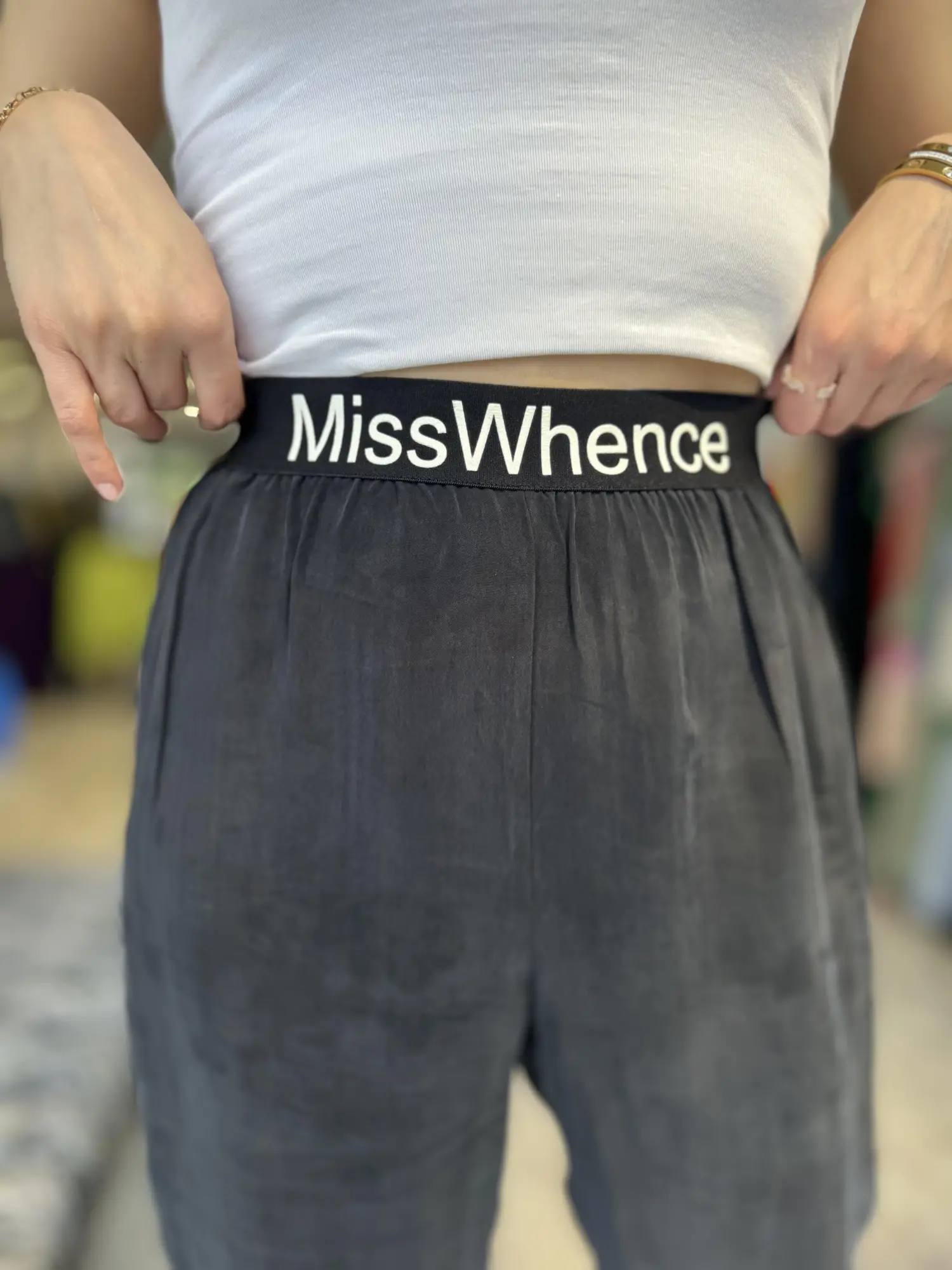 Misswhence Beli Lastikli Cupra İpek Pantolon 35121