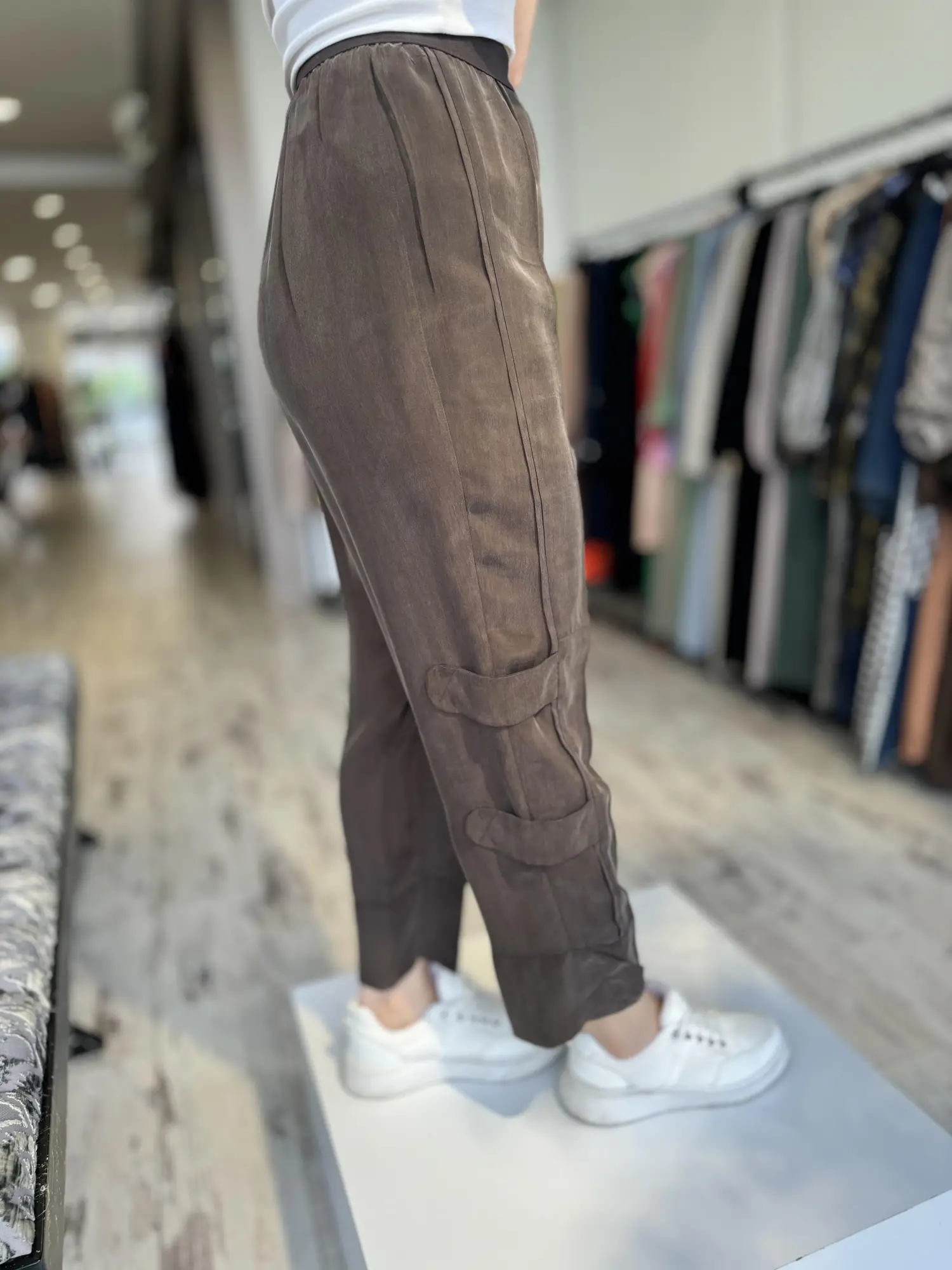 Misswhence Beli Lastikli Cupra İpek Pantolon 35121