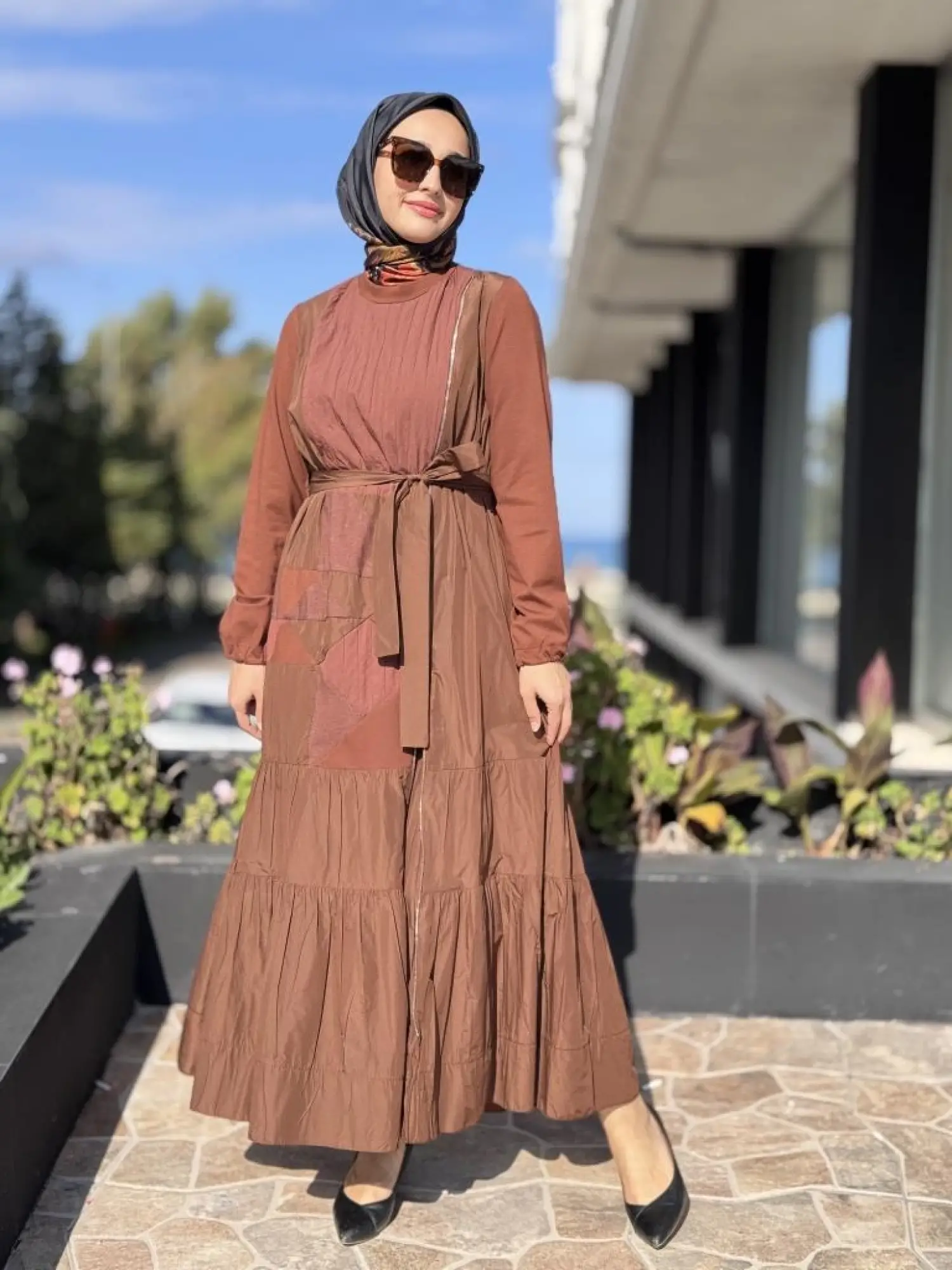 Misswhence Boydan Fermuar Kapalı Kraşlı Petcwork Elbise 38813