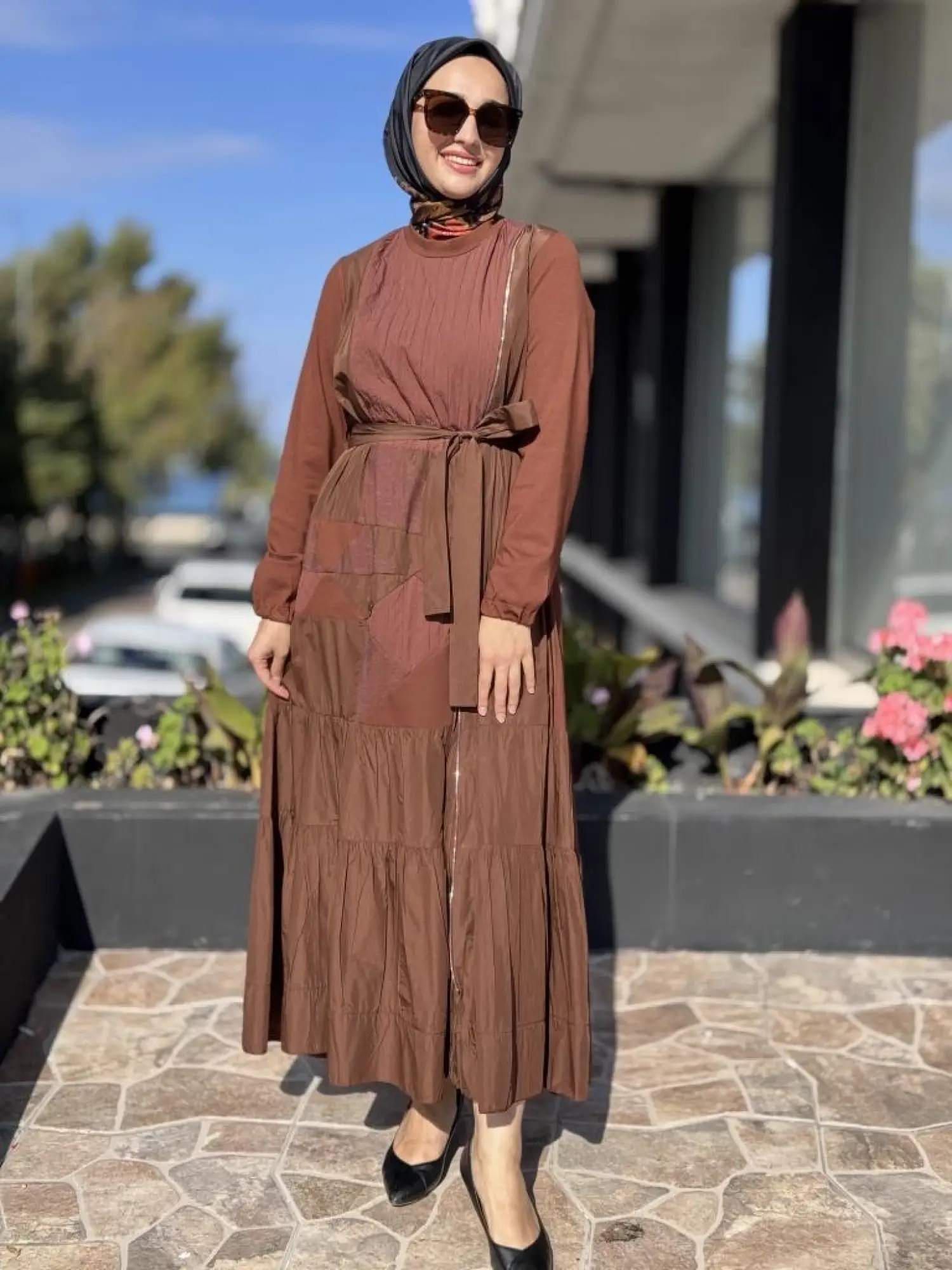 Misswhence Boydan Fermuar Kapalı Kraşlı Petcwork Elbise 38813