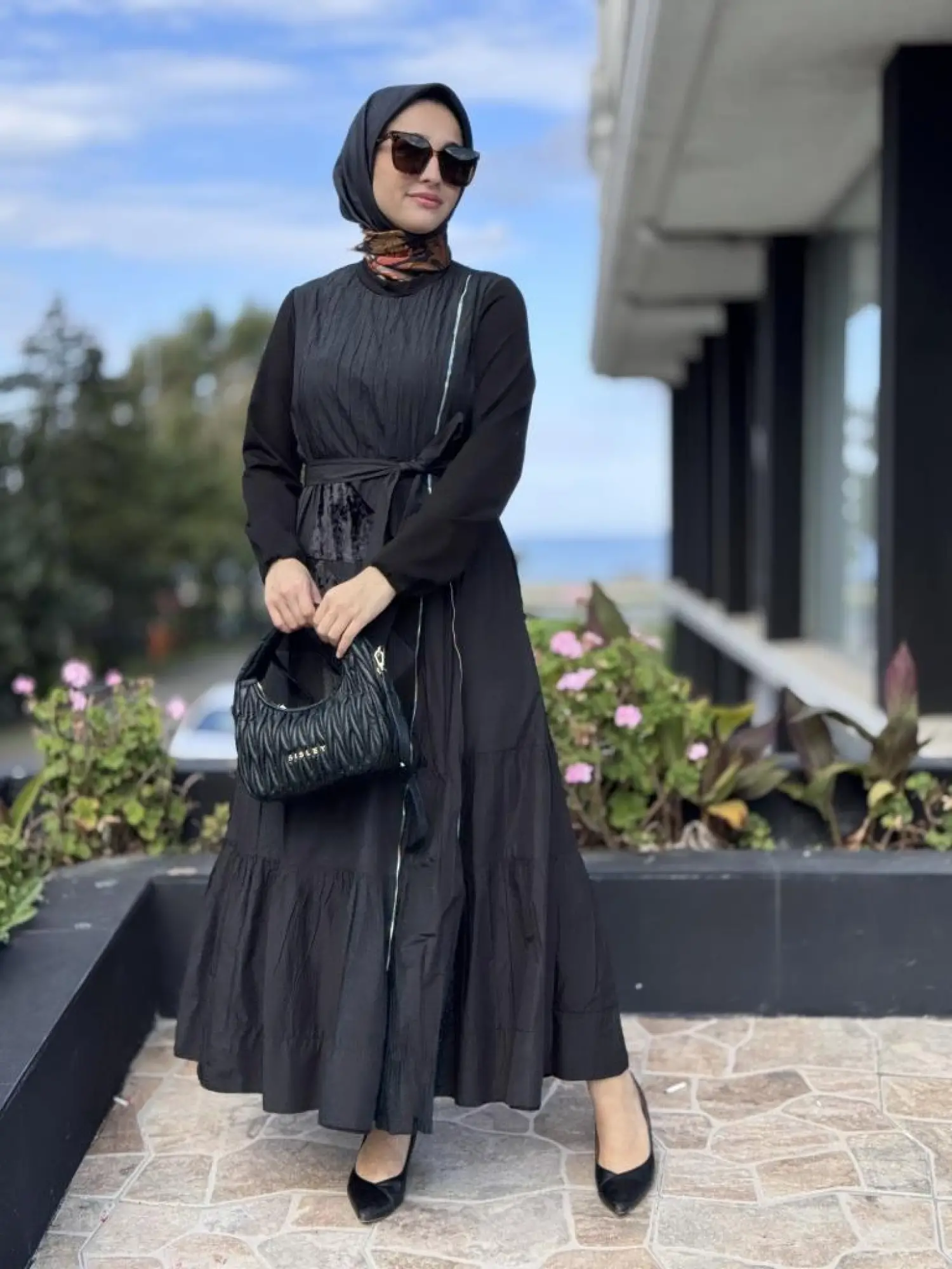 Misswhence Boydan Fermuar Kapalı Kraşlı Petcwork Elbise 38813