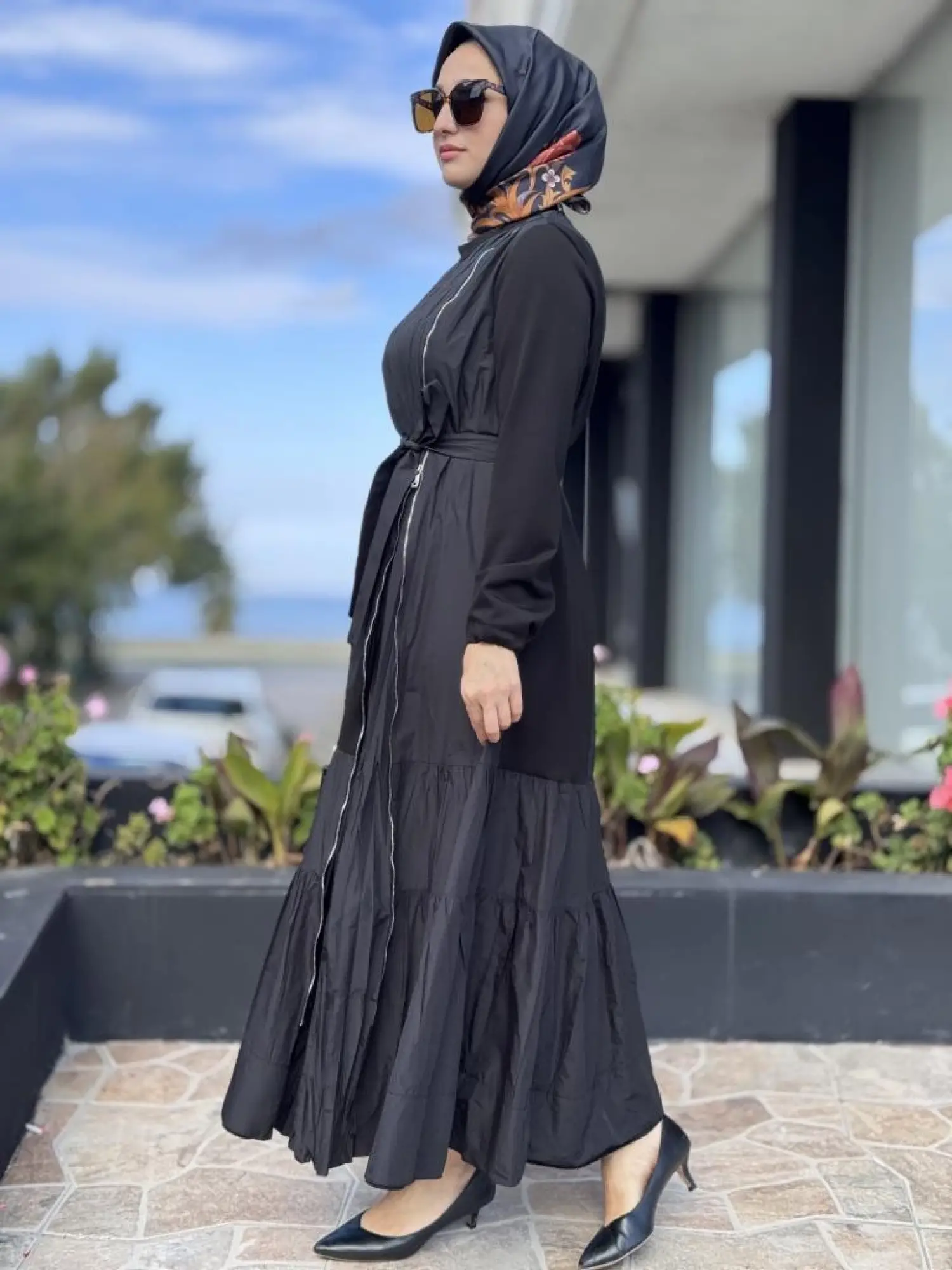 Misswhence Boydan Fermuar Kapalı Kraşlı Petcwork Elbise 38813