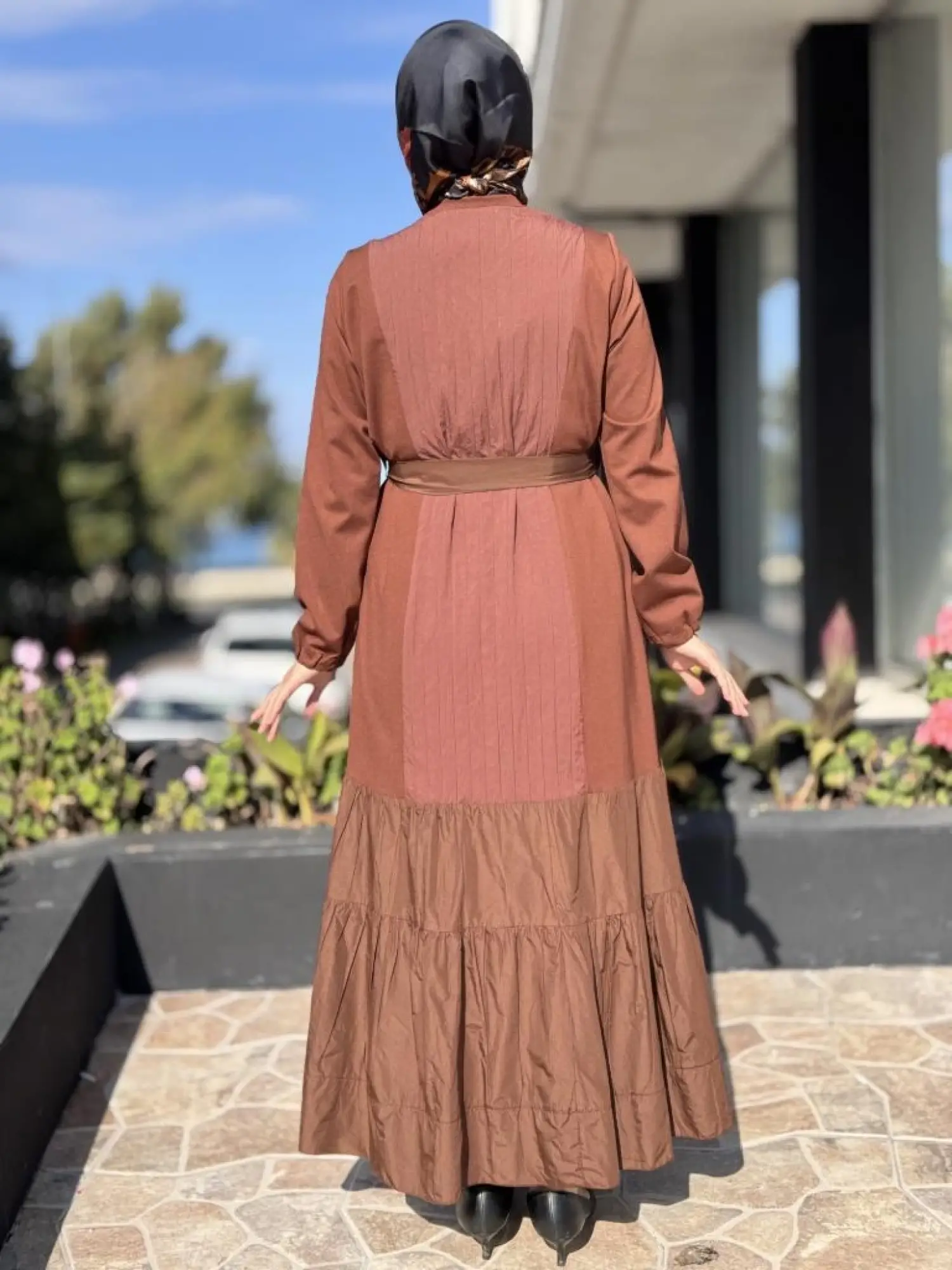 Misswhence Boydan Fermuar Kapalı Kraşlı Petcwork Elbise 38813